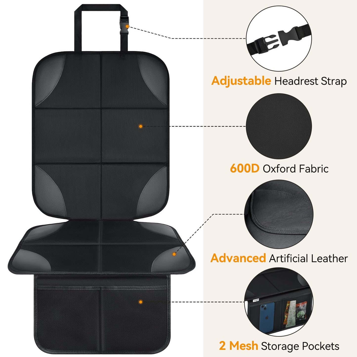 Protector Bebé Asientos para Auto, 1 Protector Asiento Trasero Auto Niños