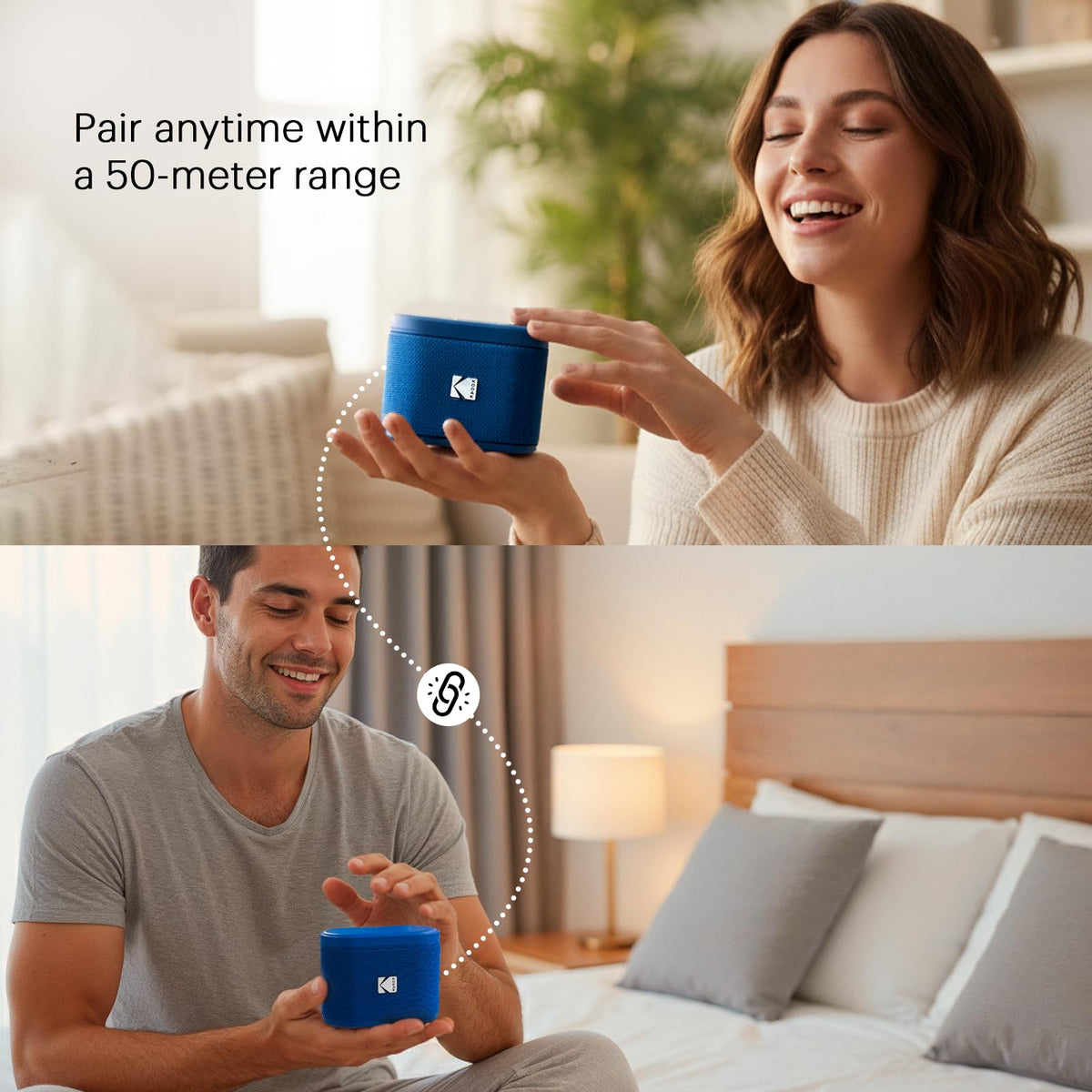 Altavoces Portátiles Inalámbricos Kodak Azul con Base Magnética y Sonido Potente
