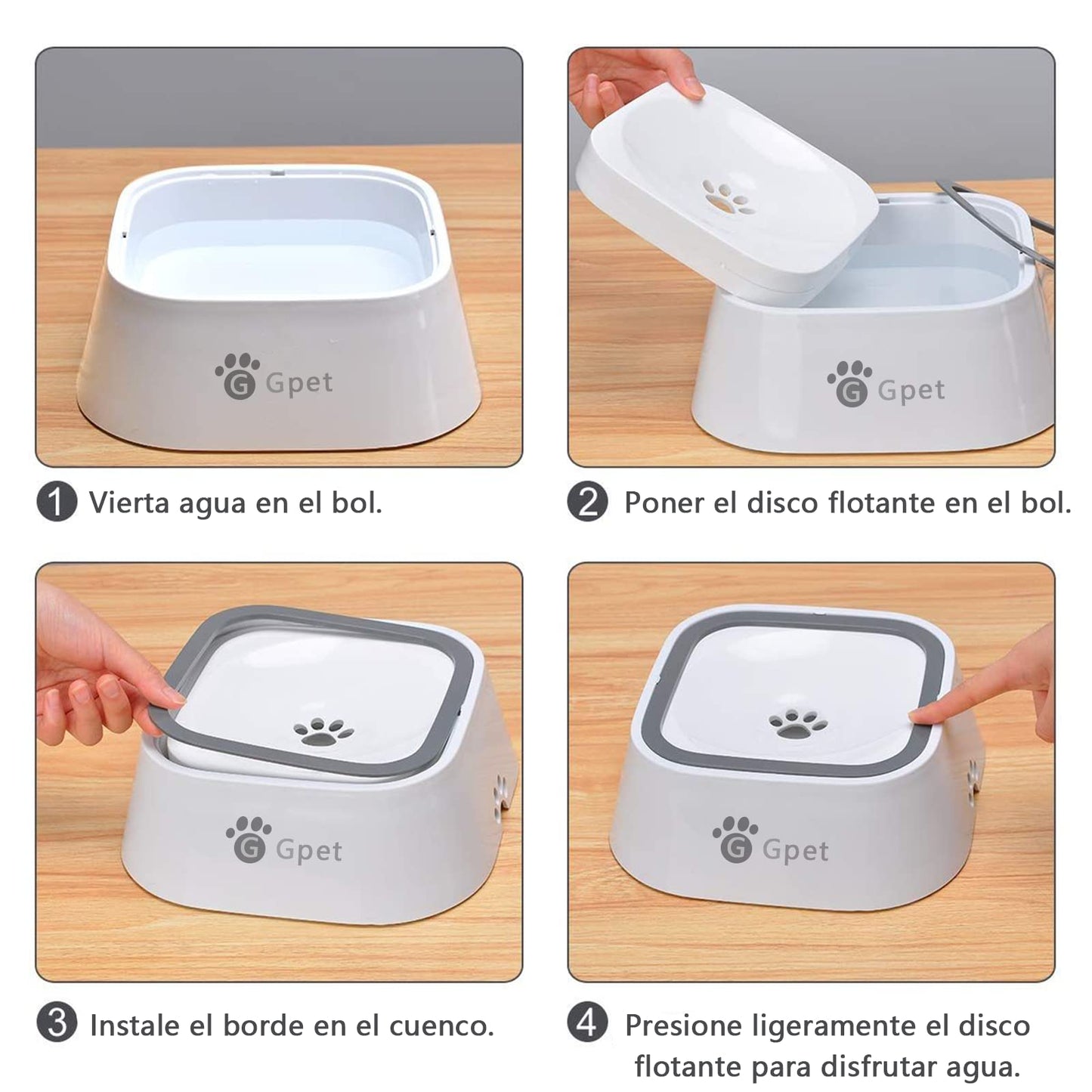 Cuenco de agua para perro de 35 onzas（1 litros），sin derrames，cuenco de agua para mascotas sin goteo，tazón de agua de viaje de gran capacidad para gatos, perros, cuenco de bebida para perro ansiosos