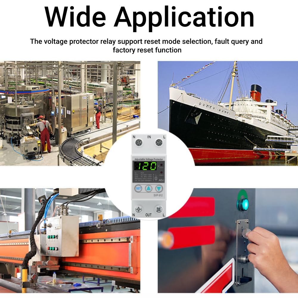 Relé Protector de Voltaje Autorrecuperación Ajustable 120 VCA 40A Digital