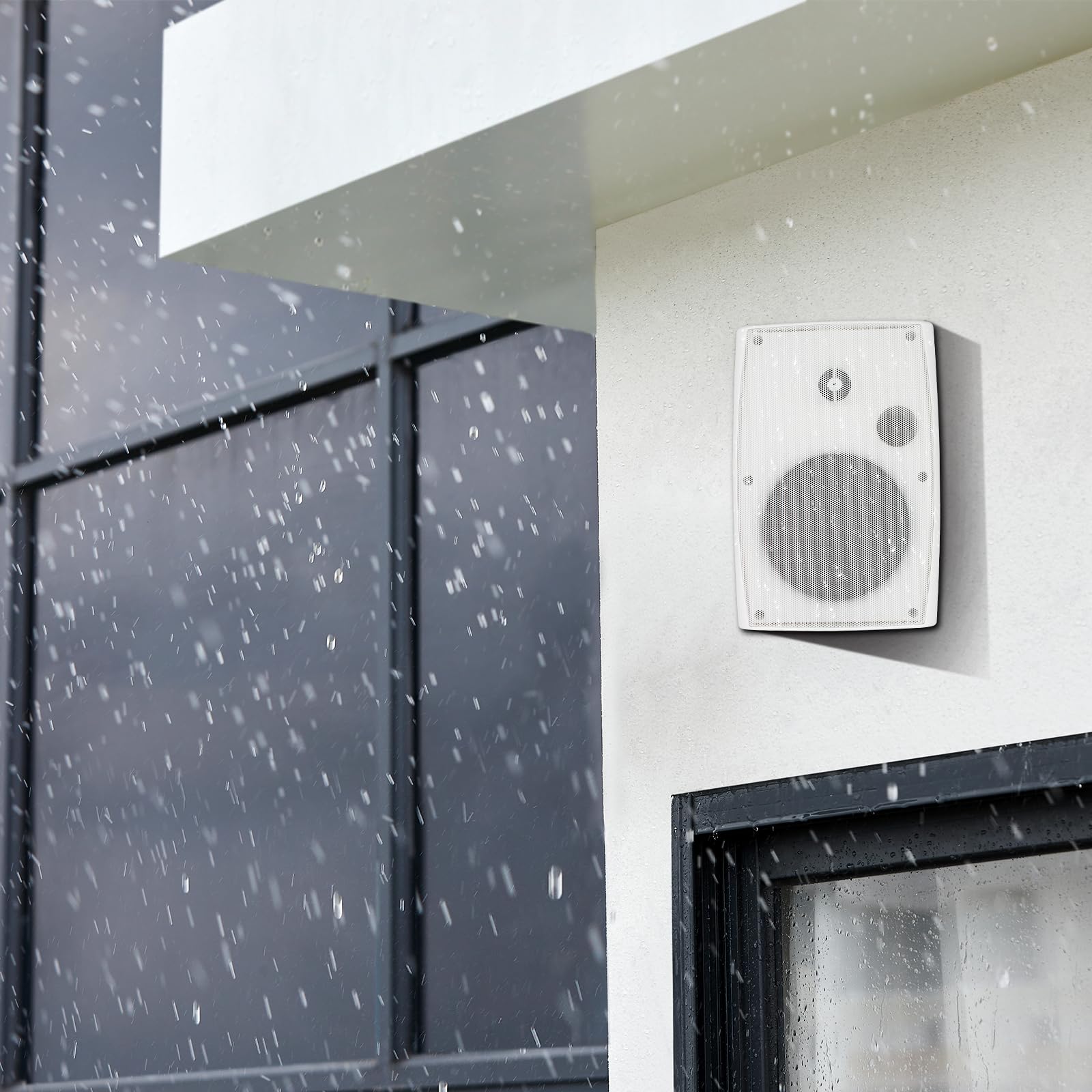 STUDIOFINIX - Altavoces para exteriores de 6.5 pulgadas, montados en la pared, 800 W, color negro, solución de audio resistente a la intemperie y de alto rendimiento (4 altavoces) (blanco), ST-602BX2