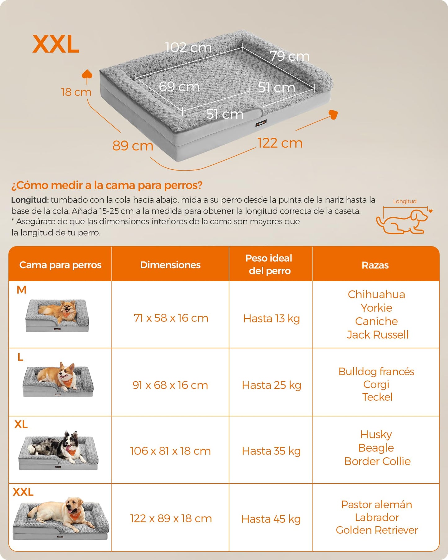 Cama Ortopédica para Perros Feandrea Rosa con Espuma Corrugada y Bordes Acolchados Gris Paloma