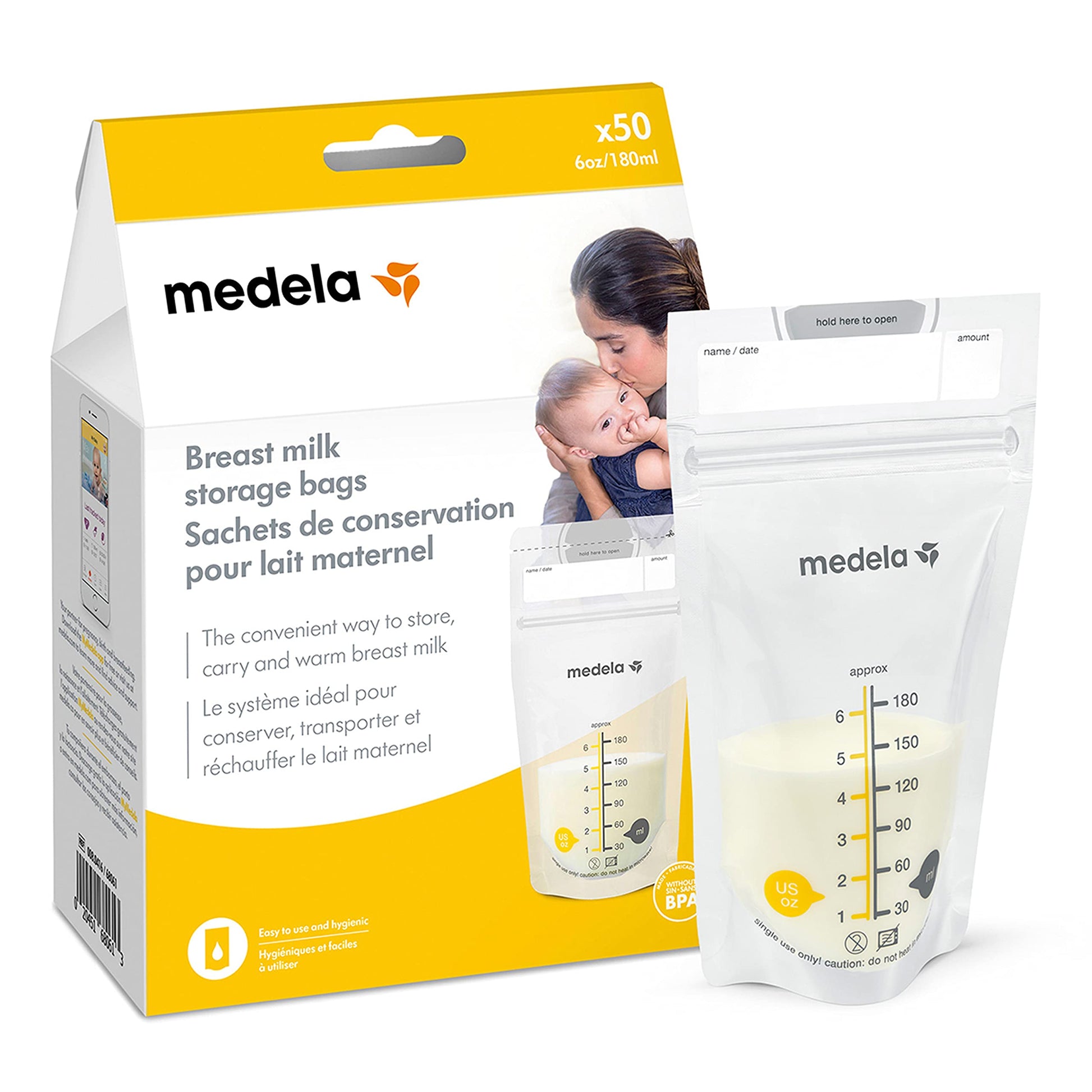 Bolsas para Almacenar y Conservar MEDELA Blanco con Capacidad para Leche Materna 50 Piezas para Niños