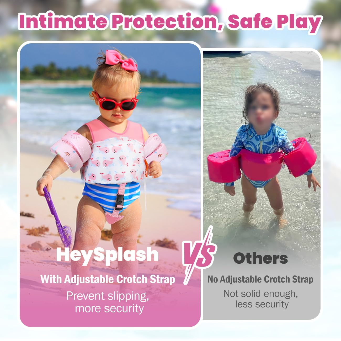 HeySplash - Chaleco de natación para niños pequeños, para niños pequeños, de 12 a 30 libras, suéter para charco con correa ajustable, chamarra flotadora para alberca, ala de agua flotante, ayuda para