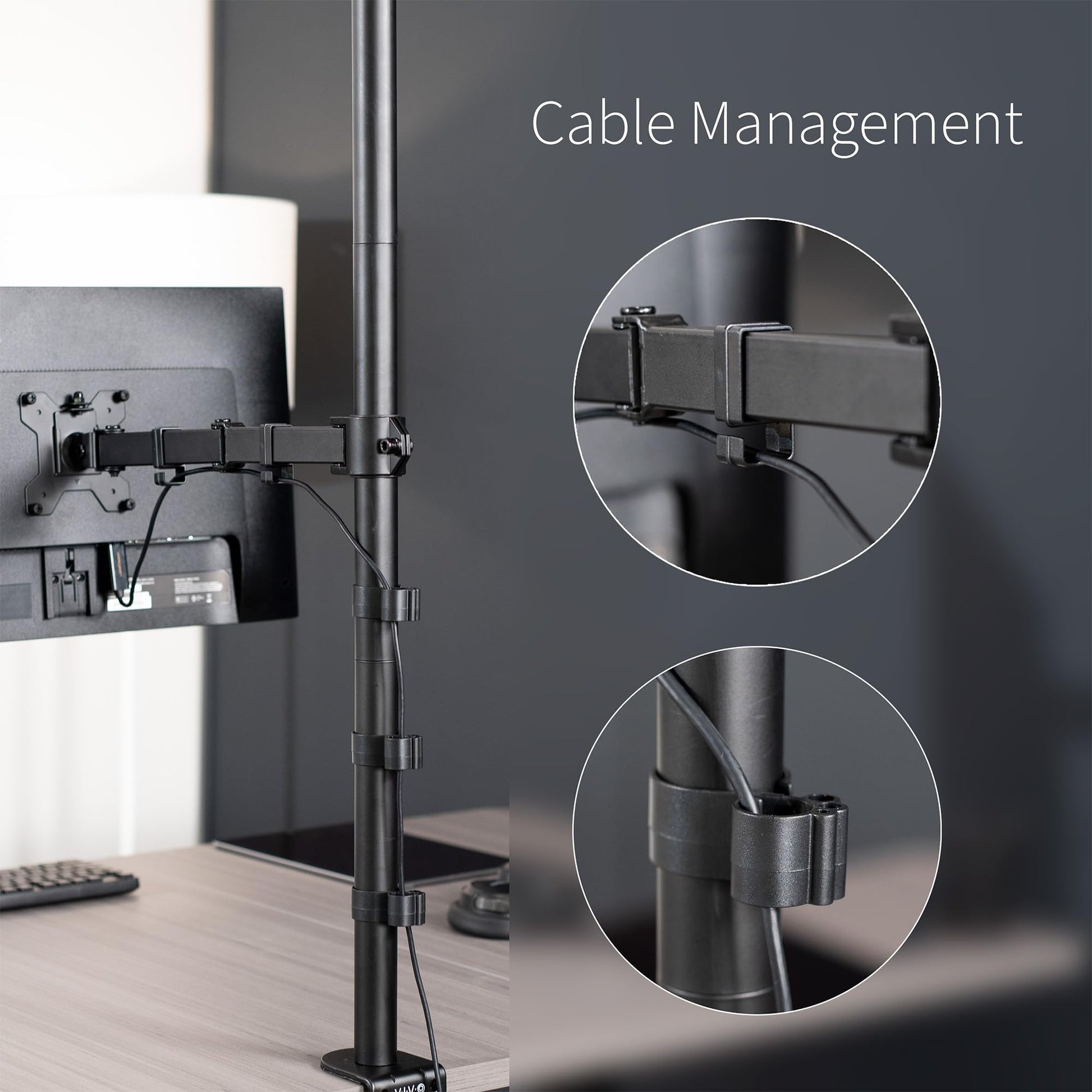 Soporte de Escritorio VIVO Negro Extra Alto para Monitor Individual con Poste de 39 Pulgadas para Pantallas de 13 a 32 Pulgadas de hasta 22 Libras con Montaje VESA