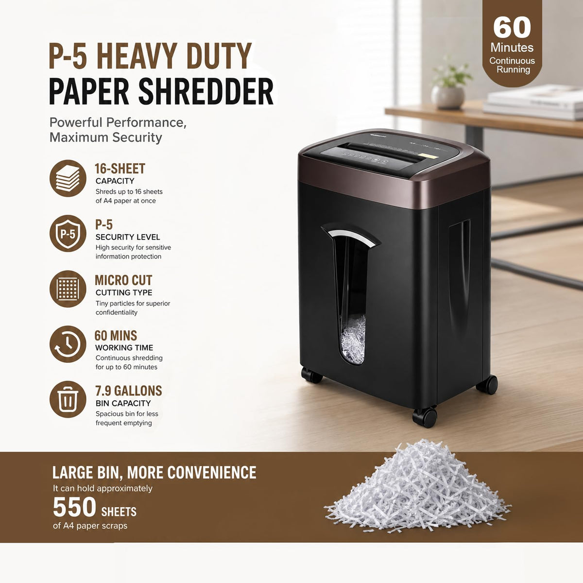 Trituradora de Papel Wingwise Microcorte Resistente 16 Hojas