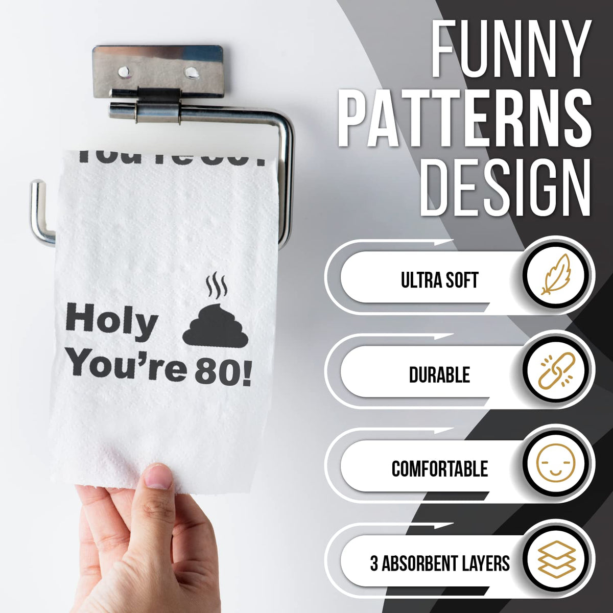 Papel Higiénico Novelty Hilarious Gag para 80 Cumpleaños