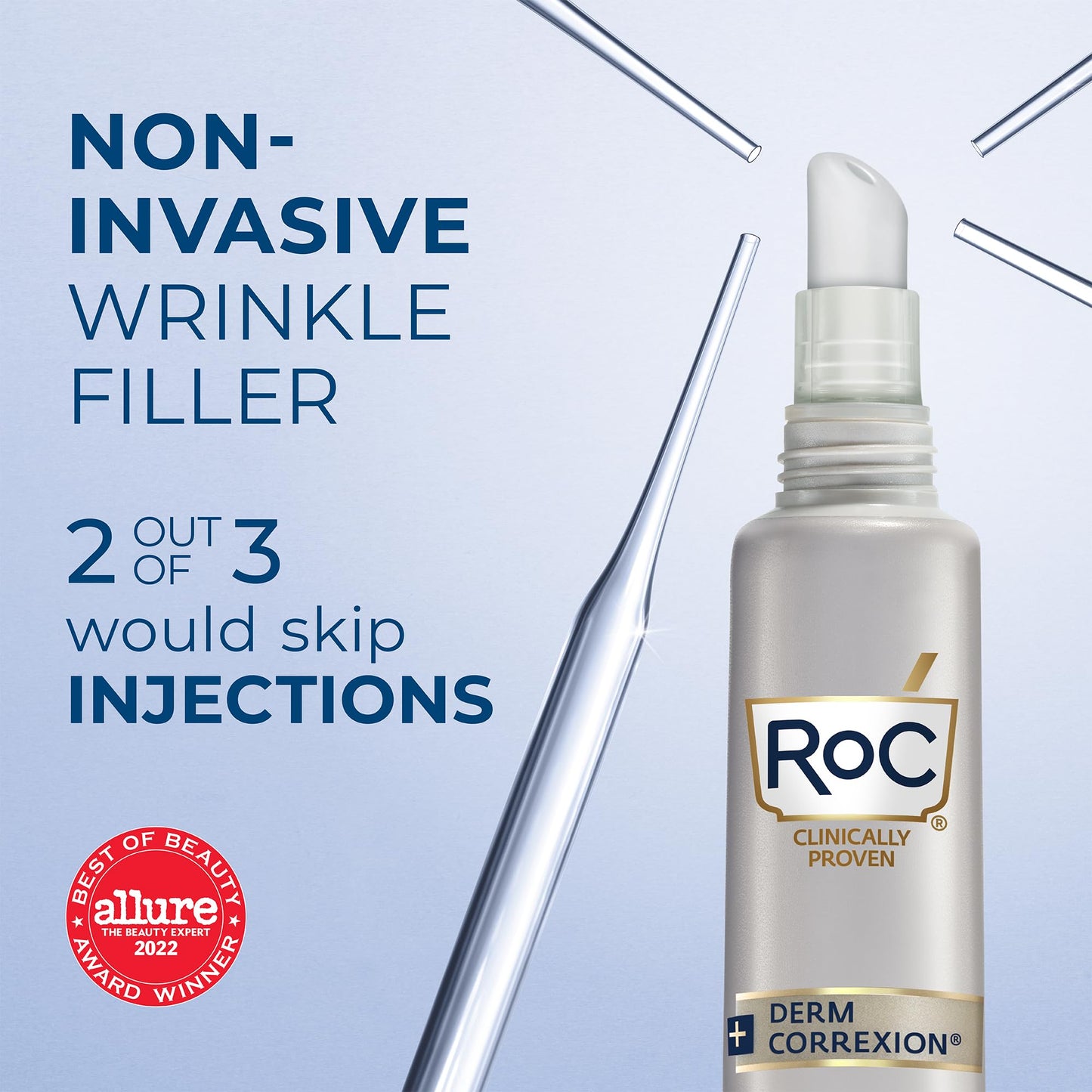 RoC Derm Correxion Fill + Treat Advanced Retinol Serum, Wrinkle Filler Treatment with Hyaluronic Acid for Forehead Wrinkles, Crow's Feet, Eleven Wrinkles, and Laugh Lines, 15ml