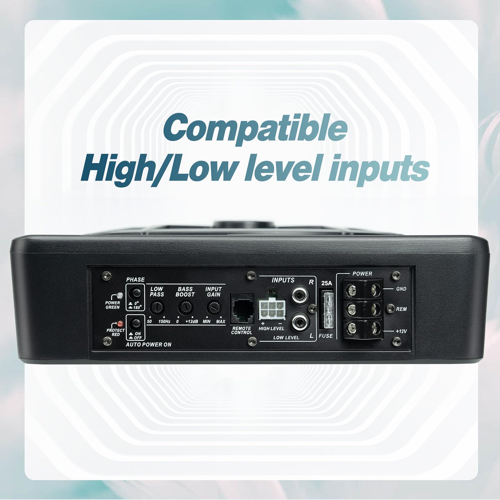 Seventour Subwoofer delgado de 10 pulgadas y 800 W para debajo del asiento, subamplificador de audio integrado para coche/camión, nueva actualización con luz ambiental LED azul