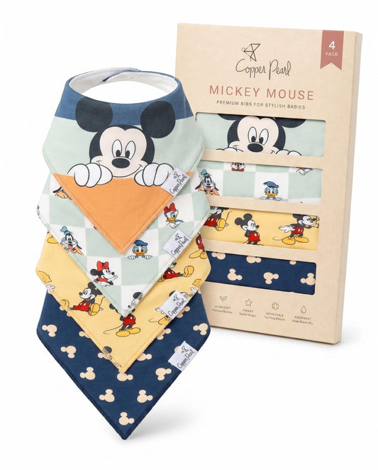 Baberos Bebé Perlas Cobre Mickey Mouse y Amigos Paquete 4 Unidades