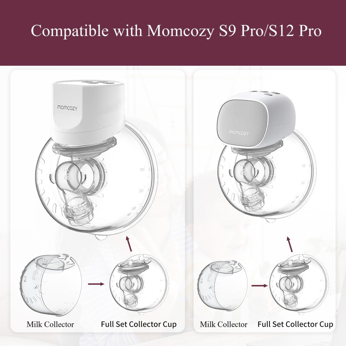 JIMOWANG - Colector de leche portátil compatible solo con el extractor de leche ponible Momcozy S12 Pro/S9 Pro, accesorios de repuesto, no para S9/S12