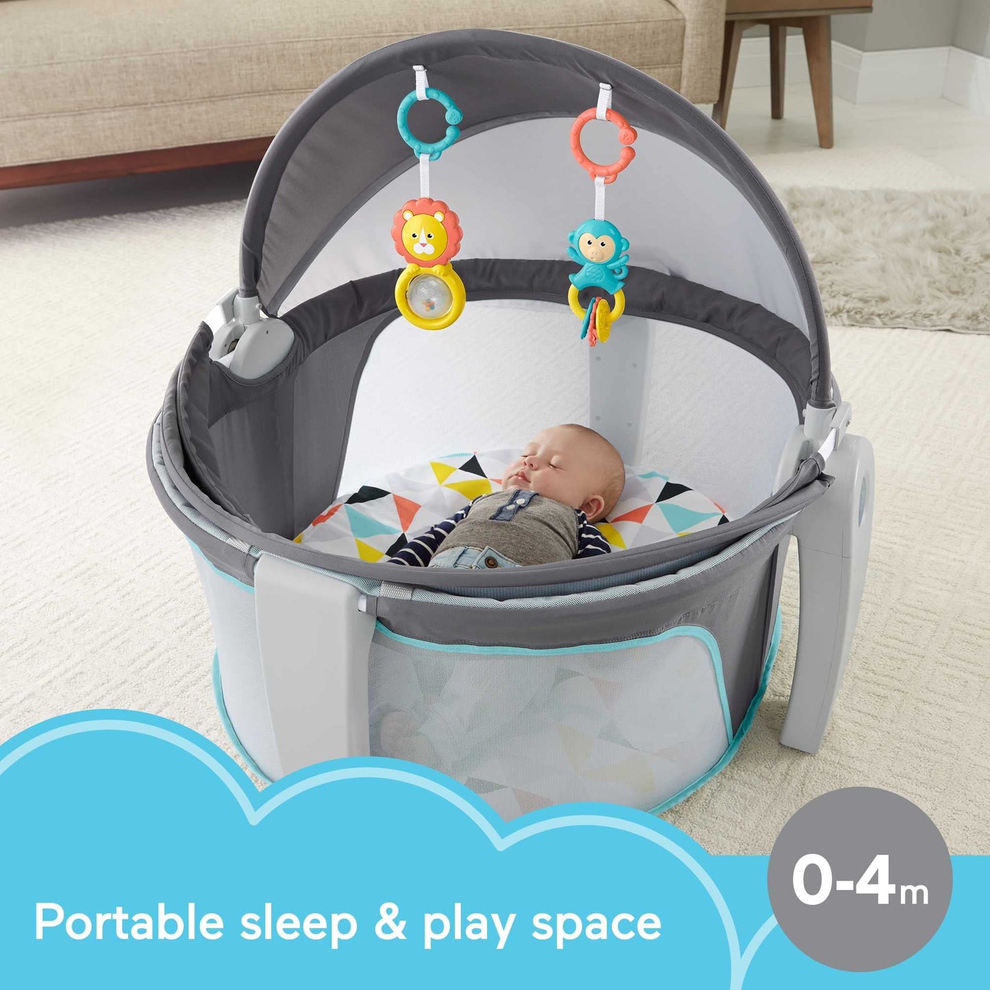 Fisher-Price On-The-Go - Cúpula para bebé, Molino de viento (Embalaje estándar), Grey/Blue/Yellow/White, n.a.