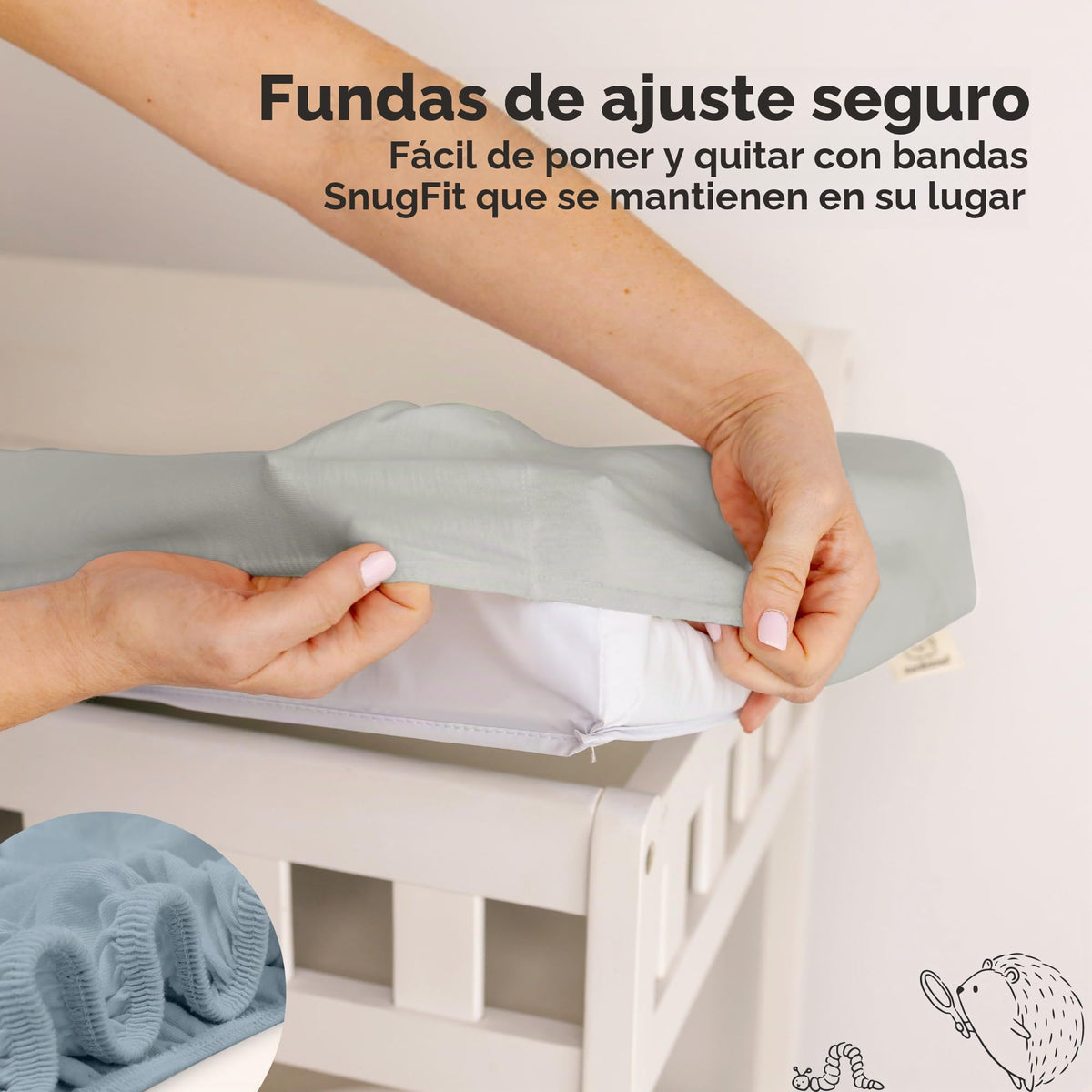 Paquete de 2 fundas para cambiador de bebé para niña, niño, 34 x 18 pulgadas (acero)