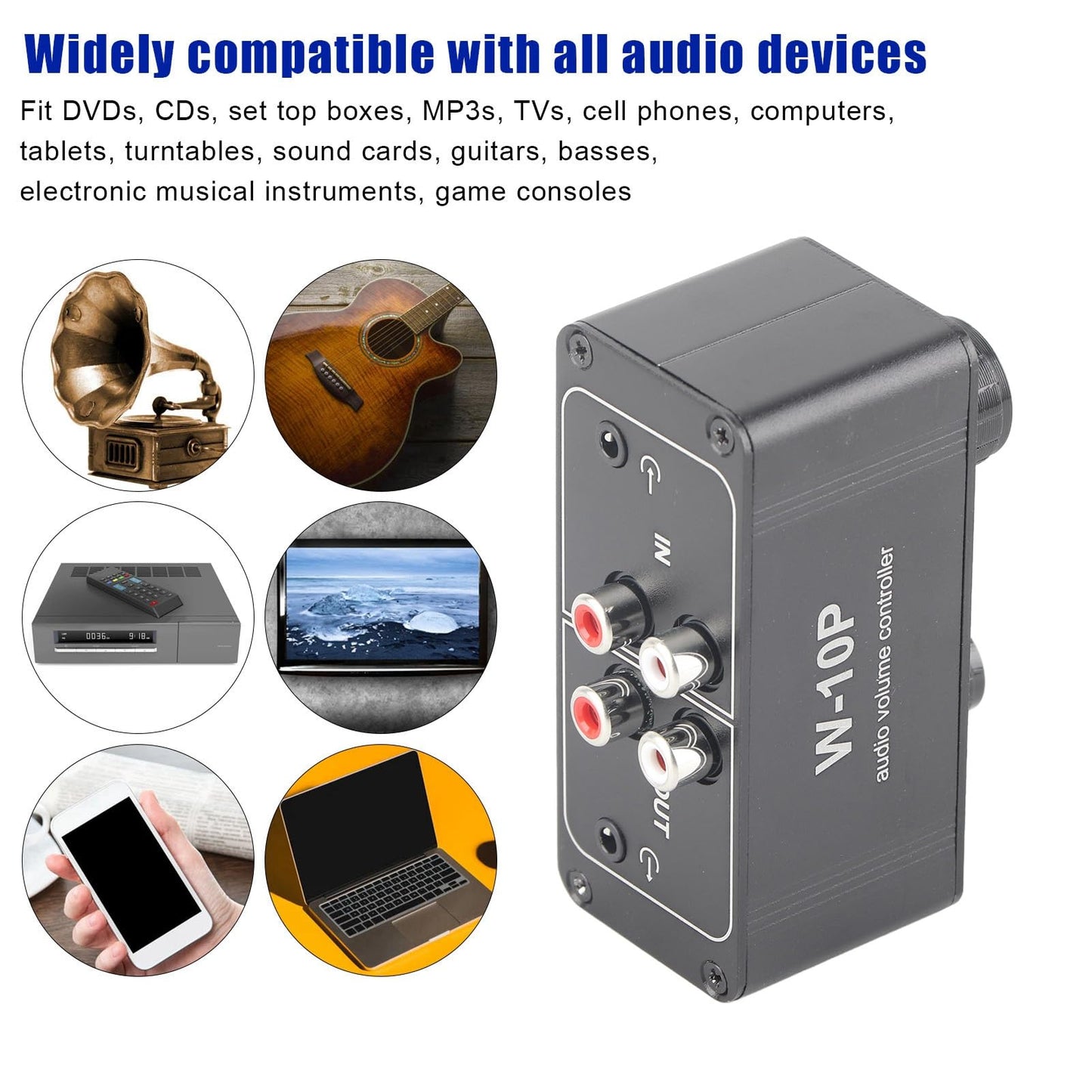 Controlador de Volumen, Mini Ajustador de Audio EstéReo con Salida de 3.5Mm Controlador de Volumen para Altavoces de Coche y Motocicleta