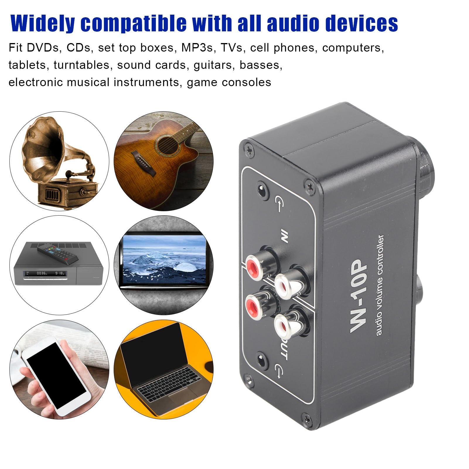 Controlador de Volumen, Mini Ajustador de Audio EstéReo con Salida de 3.5Mm Controlador de Volumen para Altavoces de Coche y Motocicleta