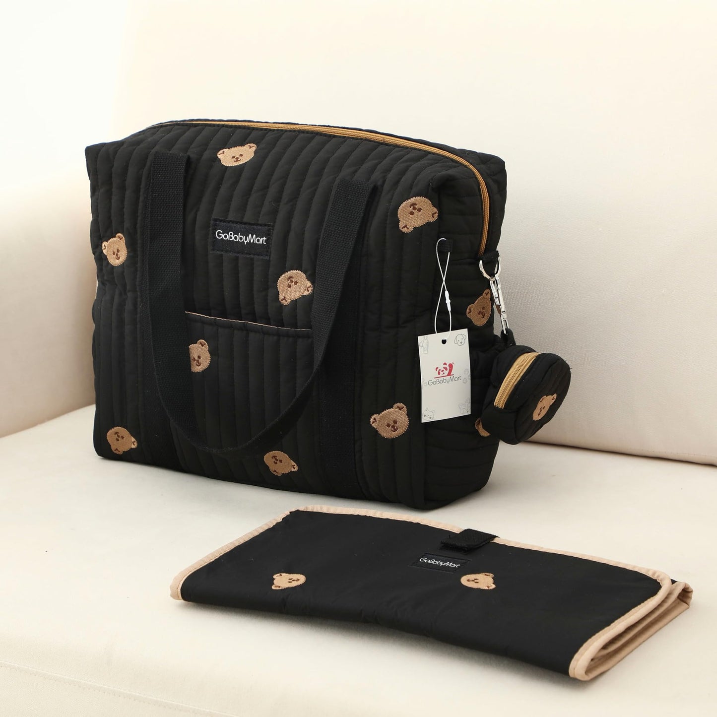 GOBABYMART - Juego de 3 bolsas de pañales, bolsa de hospital para trabajo y parto, bolsa de viaje de maternidad con cambiador y estuche para chupete