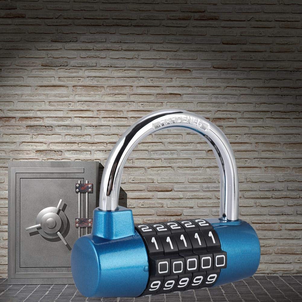 Candado de 5 dígitos, Cerradura de casillero Aleación de zinc, U forma de Cerradura Combinación de Puerta Maleta para gimnasio, Escuela, Hogar, Oficina, Viajes, Gabinete, Bicicleta(azul)