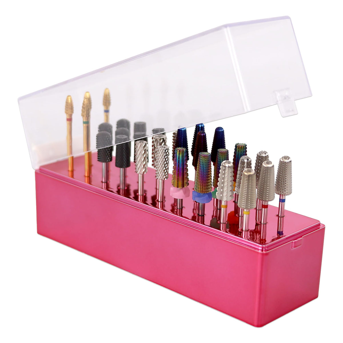Estuche Organizador PANA Oro Rosa para Brocas de Uñas con 30 Agujeros