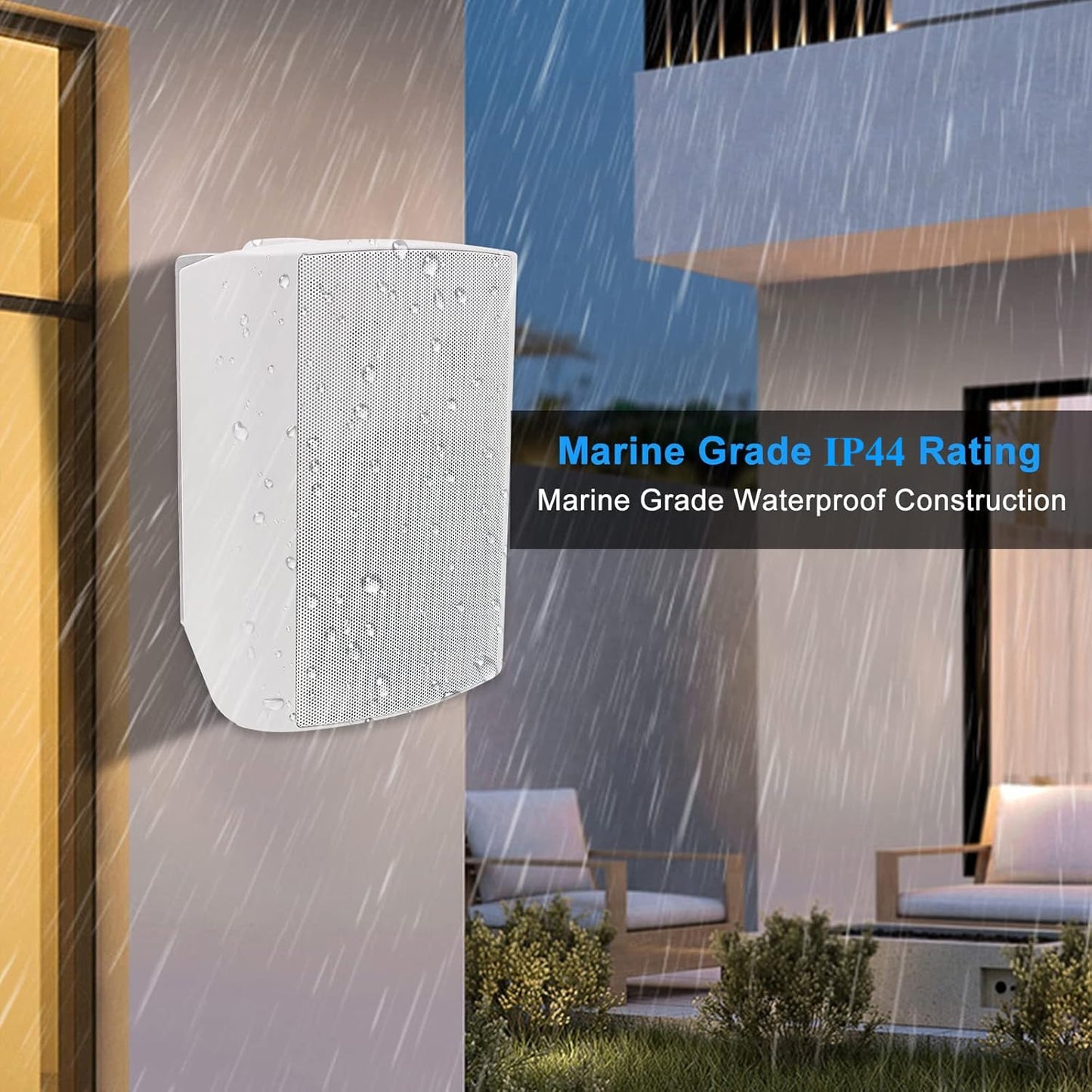 Herdio Bocinas para Exterior,6.5 Pulgadas 800W Altavoces para Exteriores, Resistente al Agua, Adecuado para el hogar, Patio, Terraza,Patio Trasero(4 Altavoces,Blanco)