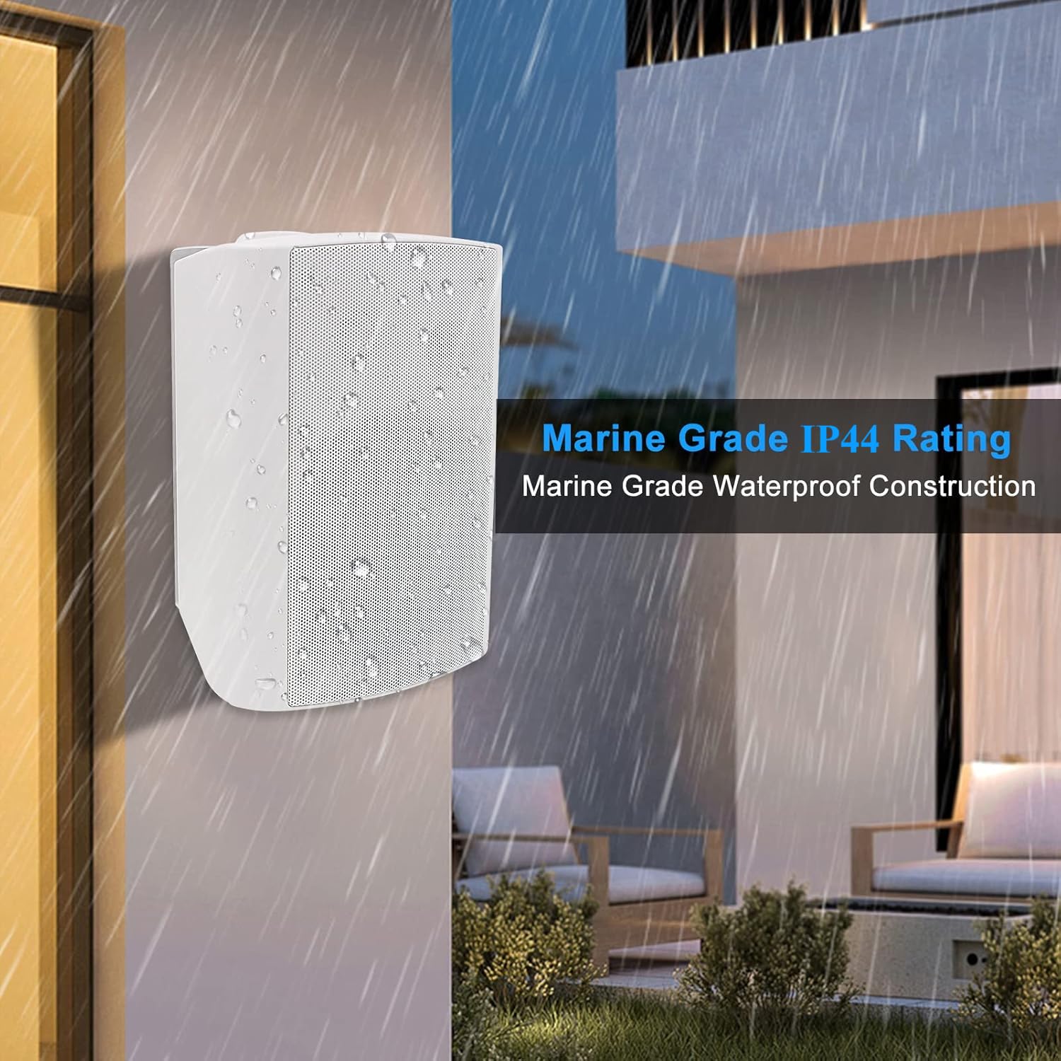Herdio Bocinas para Exterior,6.5 Pulgadas 800W Altavoces para Exteriores, Resistente al Agua, Adecuado para el hogar, Patio, Terraza,Patio Trasero(4 Altavoces,Blanco)