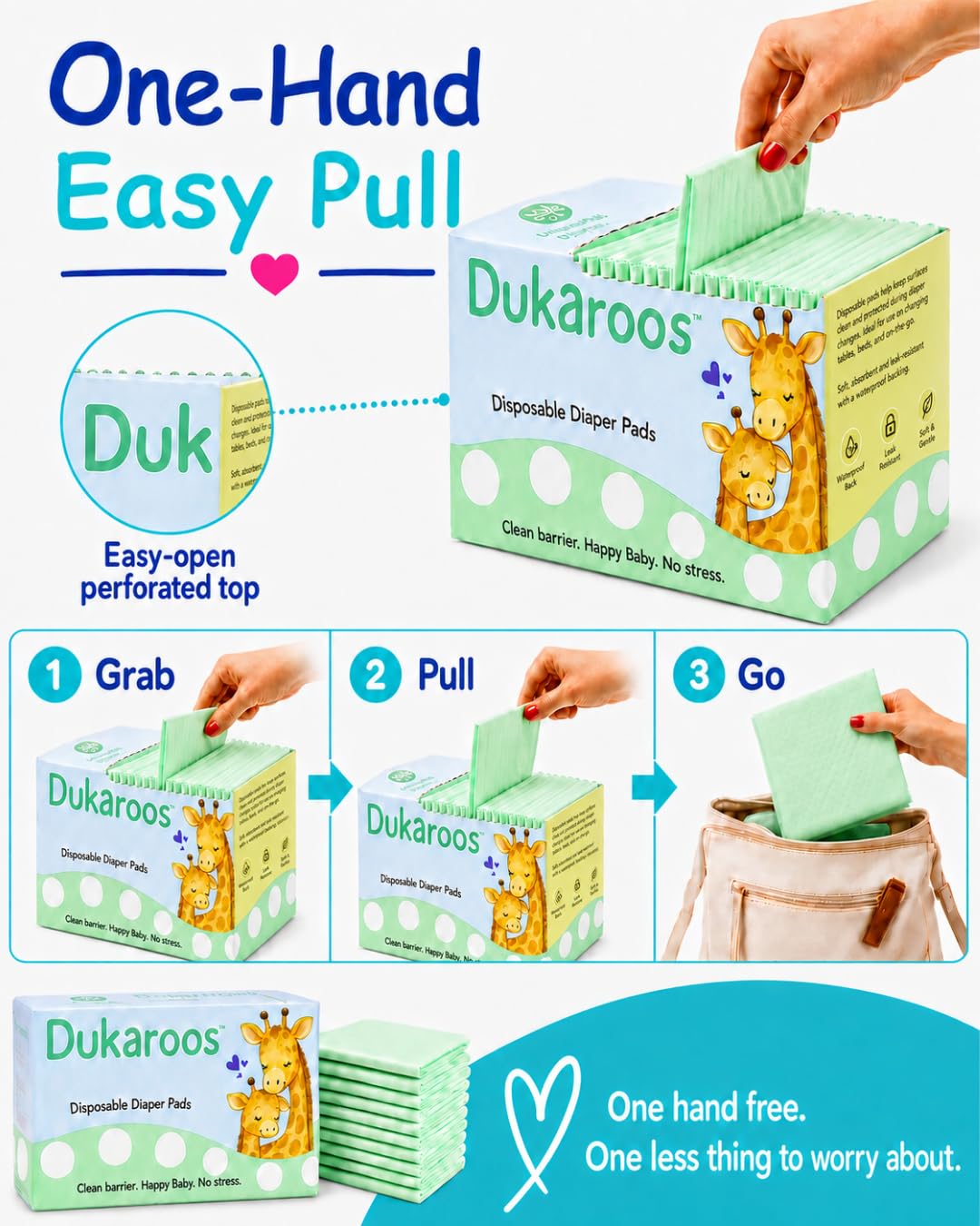 Dukaroos - Cambiadores desechables para bebé - Cambiadores desechables de viaje para bolsa de pañales y baños públicos