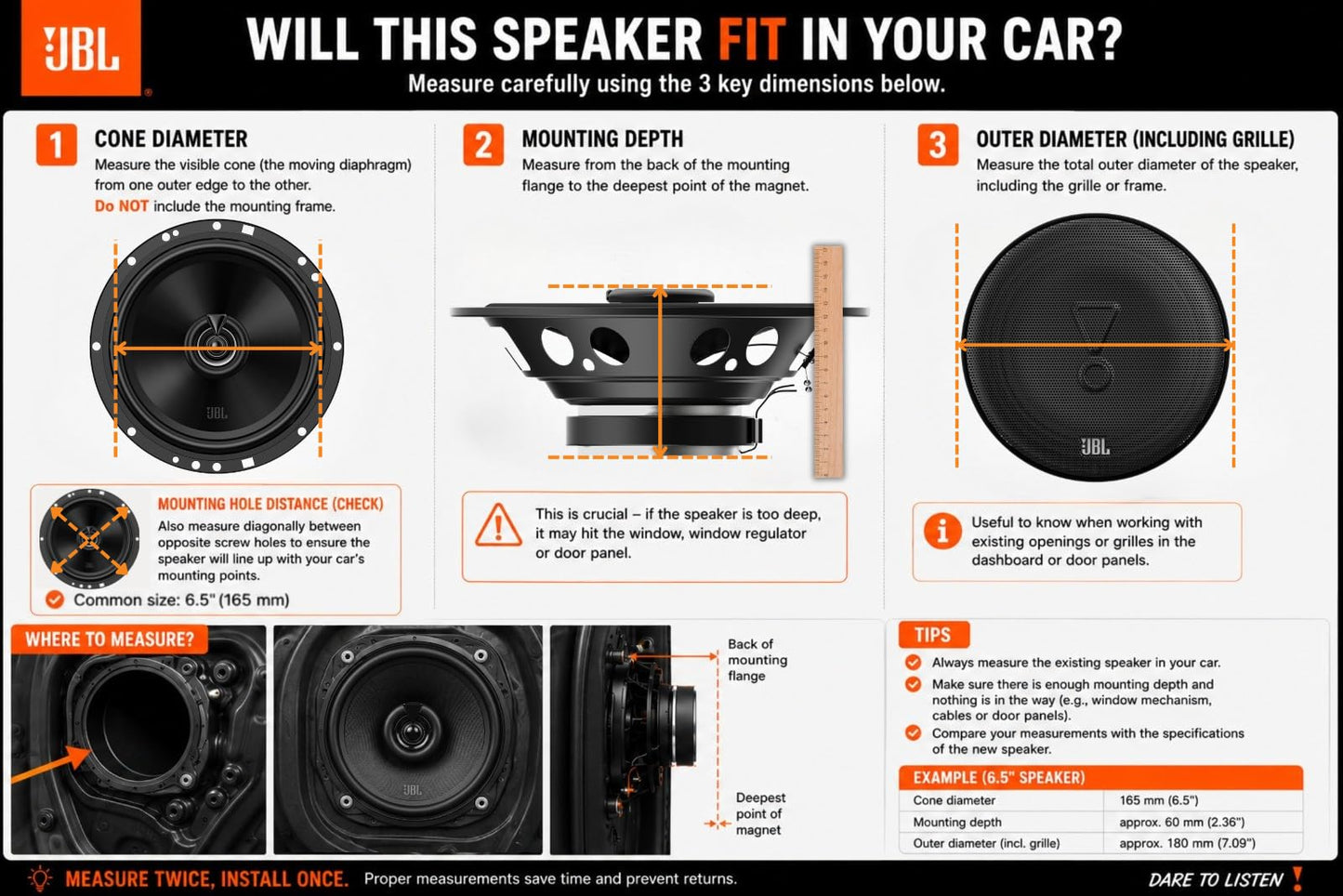 JBL Stage2 GEN2 65CF - Altavoces para Coche (165 mm, 2 woofers y 2 tweeters)