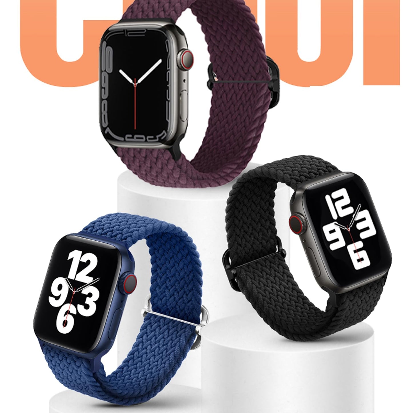 Correa Trenzada WULAR Azul Nylon Elástica Ajustable para Apple Watch