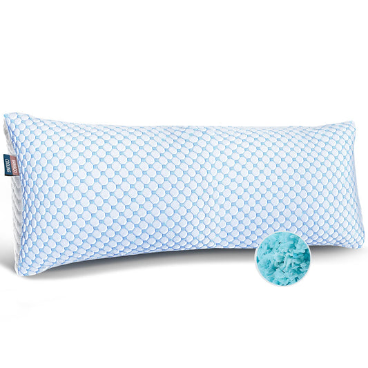 Almohada Corporal Nestl Azul con Reducción de Calor y Humedad, Espuma Viscoelástica y Gel, Ajustable y Lavable