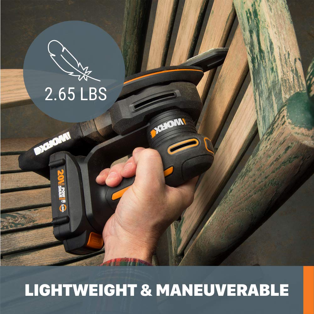 Worx WX822L.9 Lijadora de detalle inalámbrica de 20 V Power Share (solo herramienta)