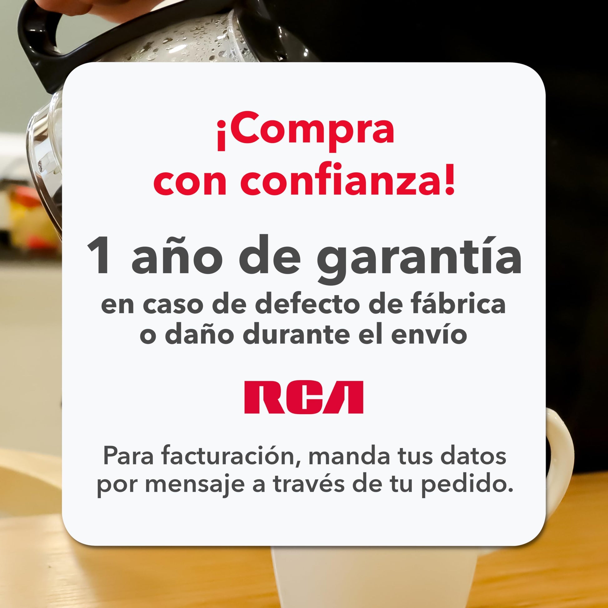 Cafetera Eléctrica RCA Cristal Filtro Extraíble 650W
