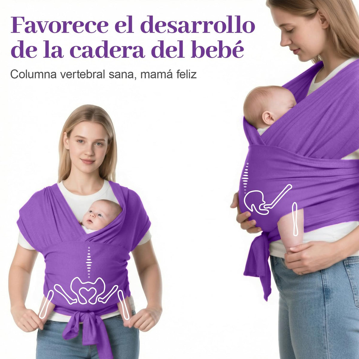 Niños Portador, 1 Pieza ajustable Niños Portador, Fular Elástico para Bebé y Recién Nacido Ergonómico, Hasta 10Kg (Morado oscuro)