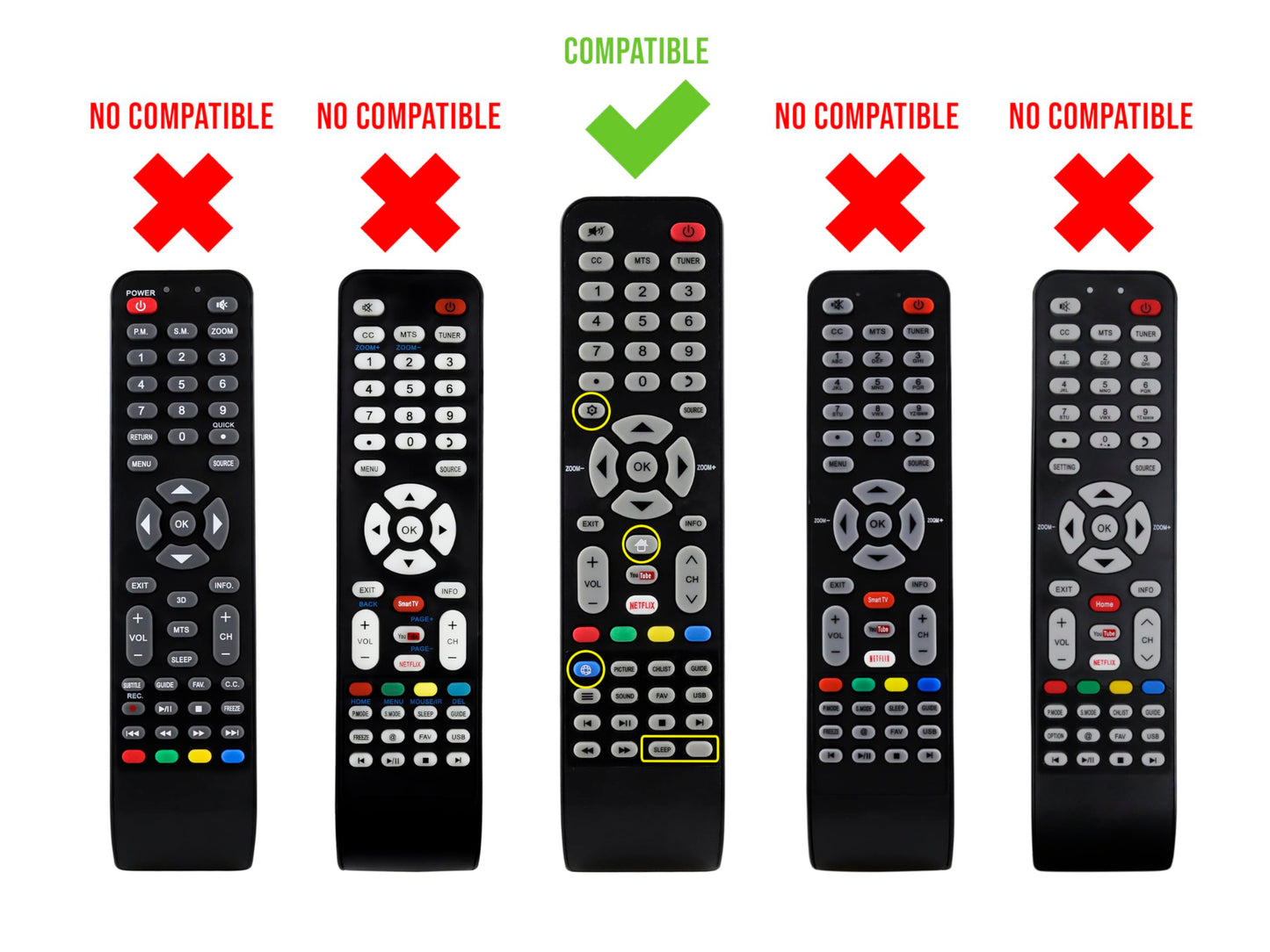 LIDERT Control Remoto ATVIO JVC Smart TV Modelos 43d1620 49d1620 55d1620, S139h S140fs, (Comprar únicamente si tu Control es Igual al Que se Muestra en la Imagen.)