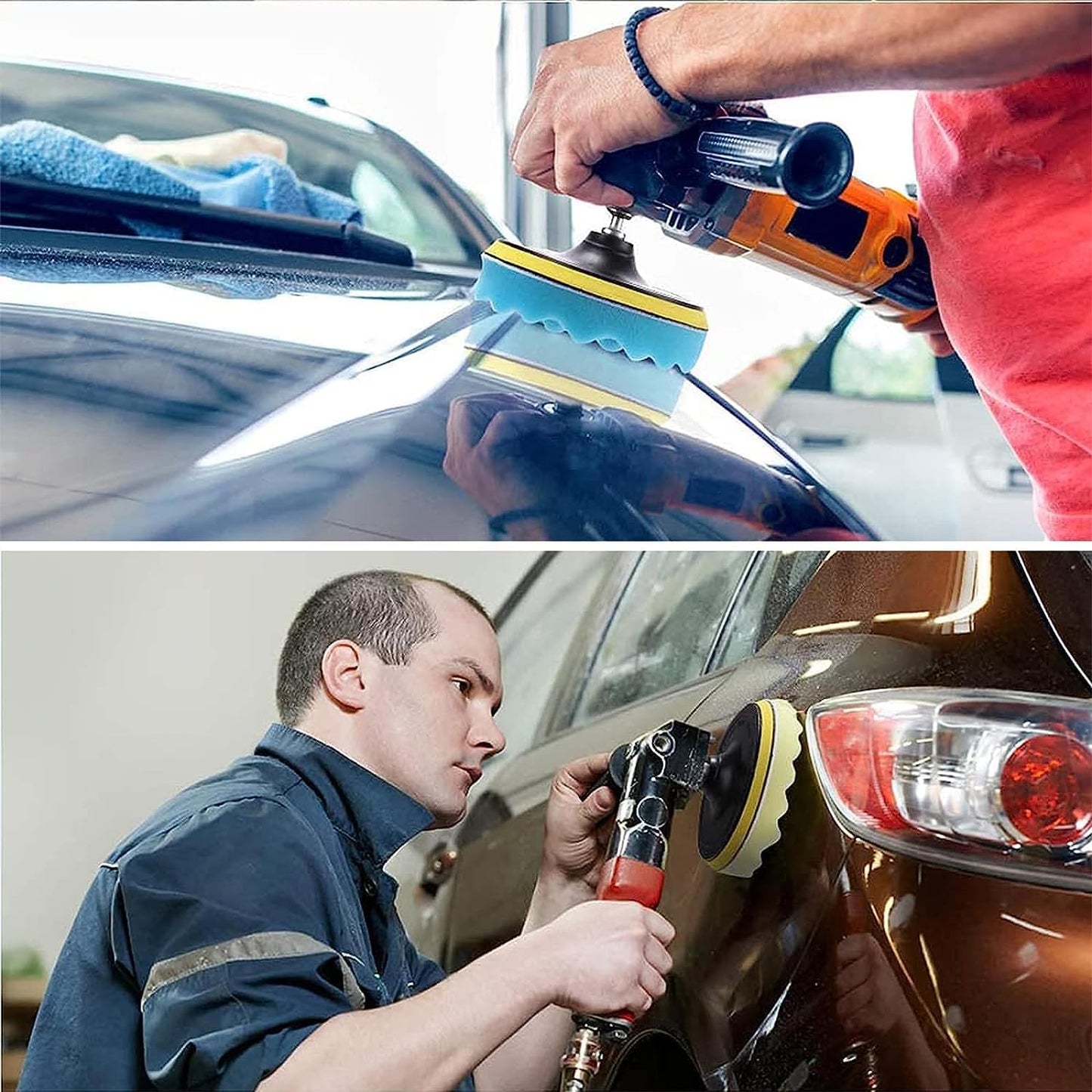 Kit Almohadillas Pulidora para Auto 8 Piezas en Esponja y Lana Pulgadas 5/7