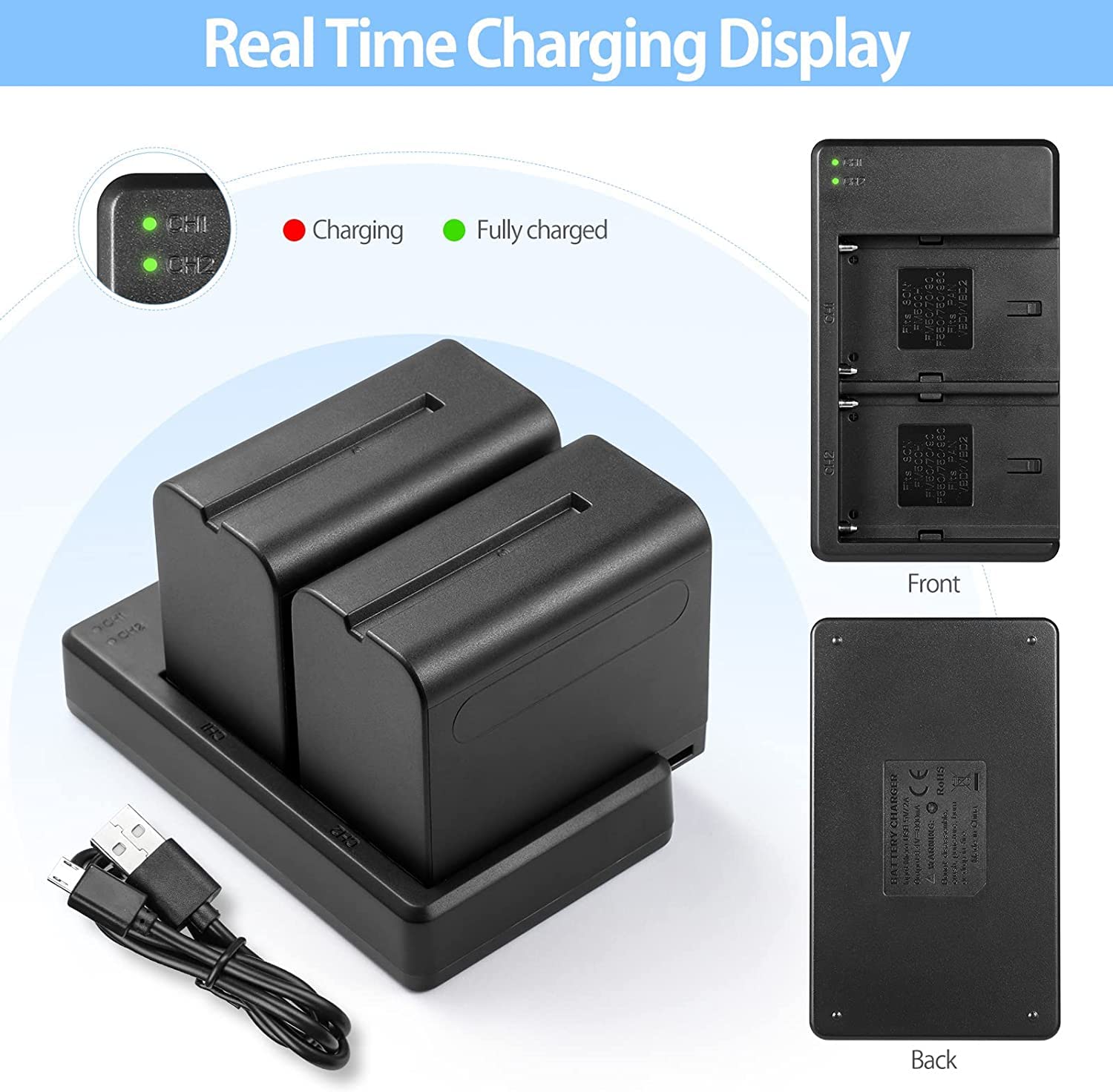 Kit de Batería y Cargador ENEGON 7200mAh Compatible con Sony DCR-VX2100 FDR-AX1 HDR-FX1 HDR-FX7 para Cámaras de Video