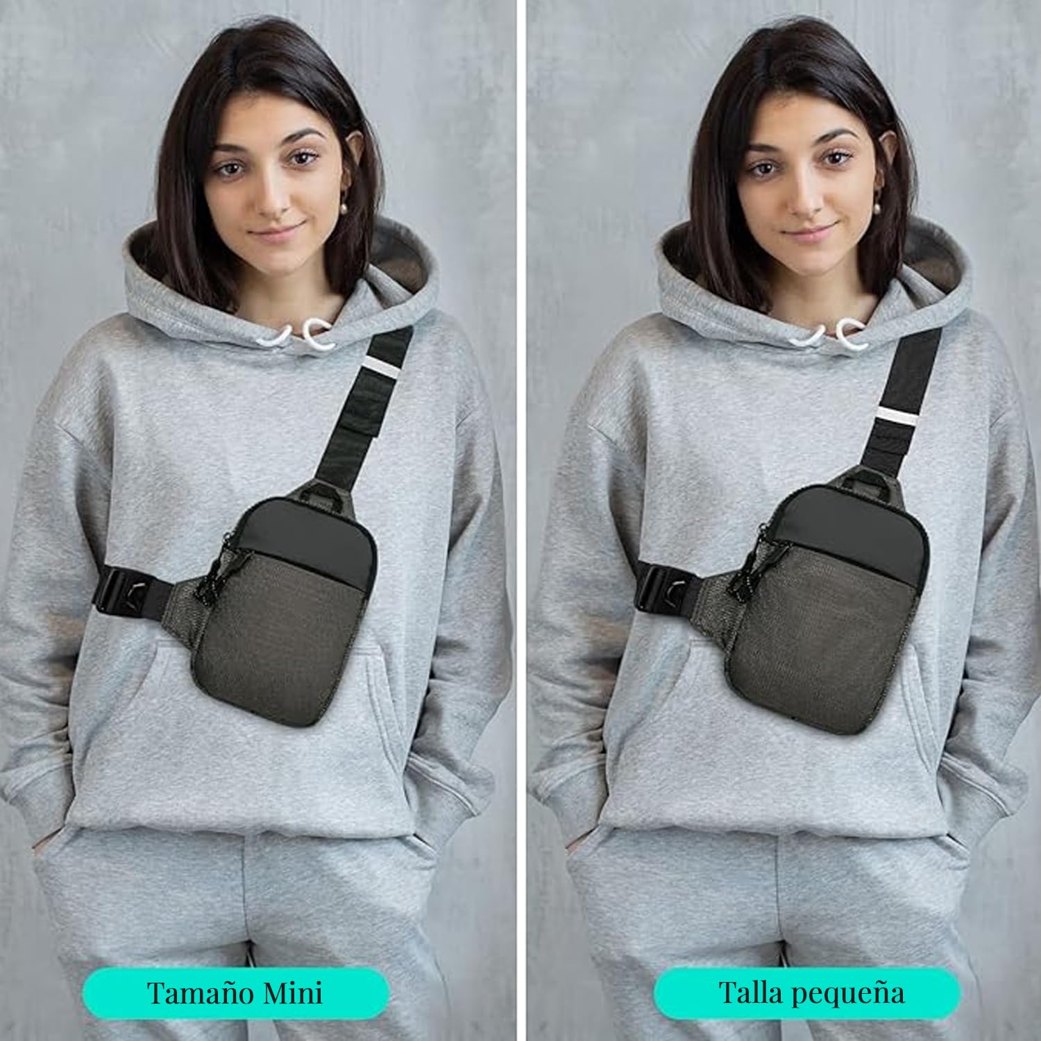 CXJYSD Mini Bolso Cruzado En El Pecho,Para Hombre Y Mujer Con Bolsillos Dobles,Riñonera Impermeable Con Manos Libres,Adecuado Para Deportes Al Aire Libre,Correr Y Viajar (gris-01)