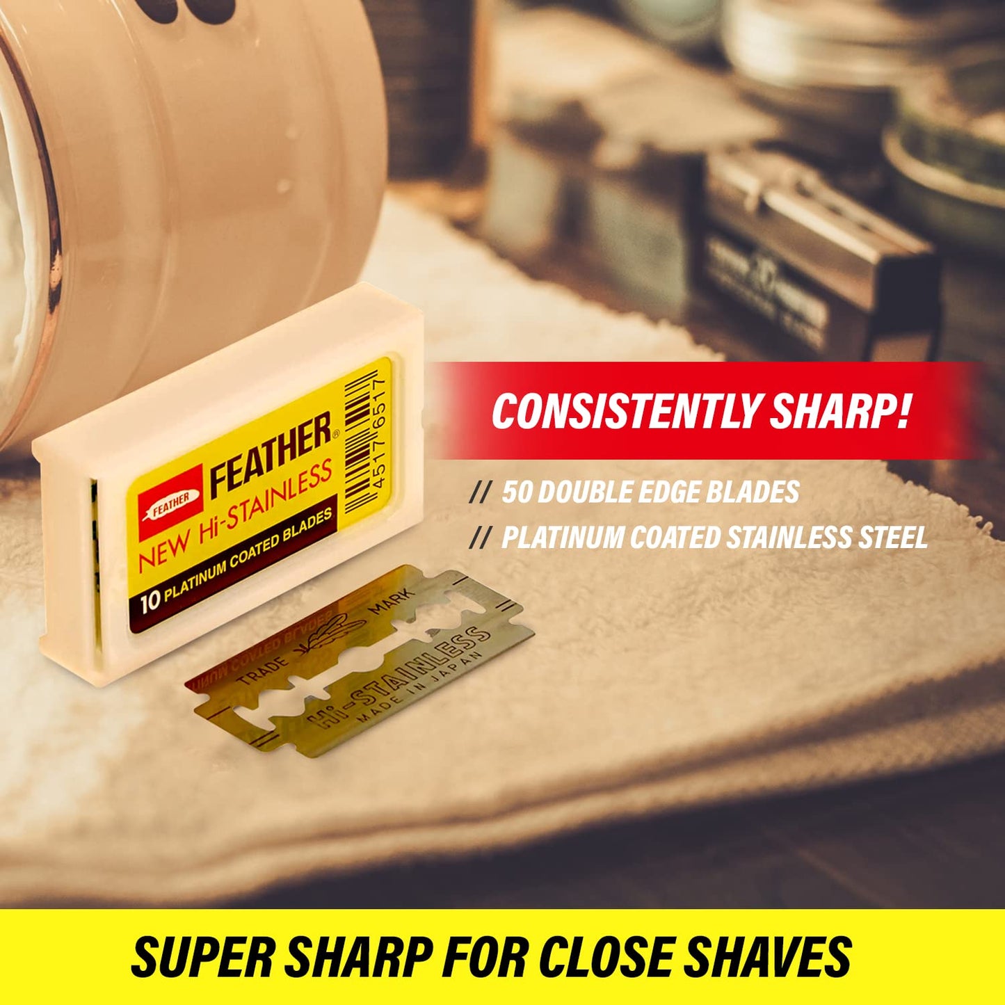 Feather 10 Razor Blades New Hi-Stainless Double Edge by Feather