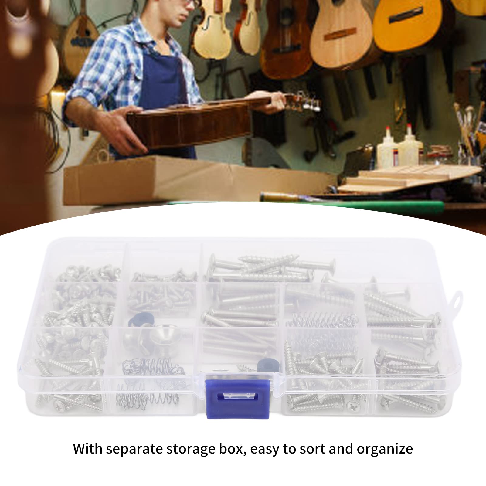 Shanrya Tornillos Reemplazo de Resorte, Kit de Tornillos para Guitarra eléctrica Rosca estándar Alta dureza para reparación de Instrumentos Musicales(Plata)