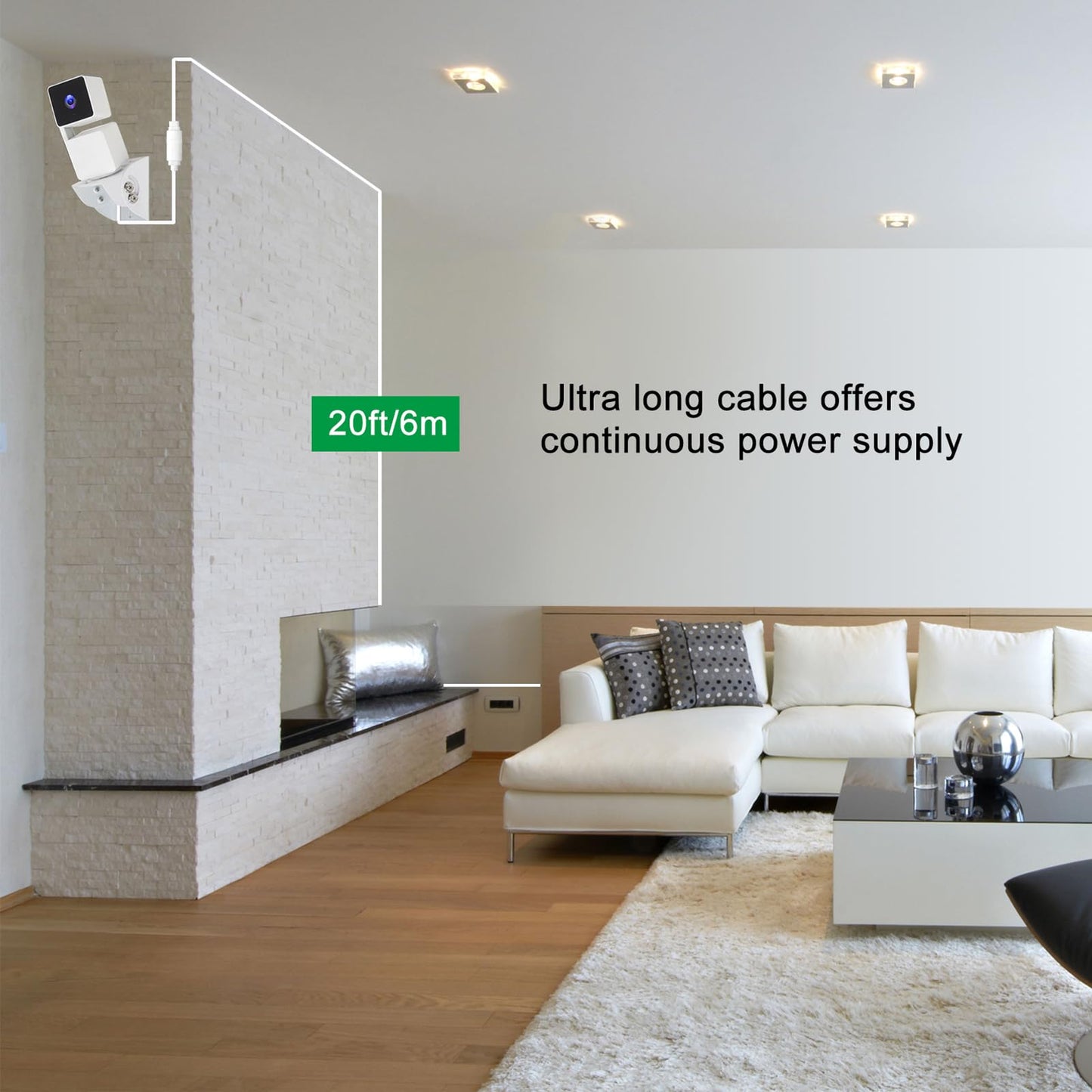 Uogw - Adaptador de corriente para exteriores compatible con Wyze Cam V4/V3/V3 Pro/OG, Wyze Cam Pan V3/V2, cable de extensión micro USB de 90°, reemplaza el enchufe WYZE, cable de alimentación plano