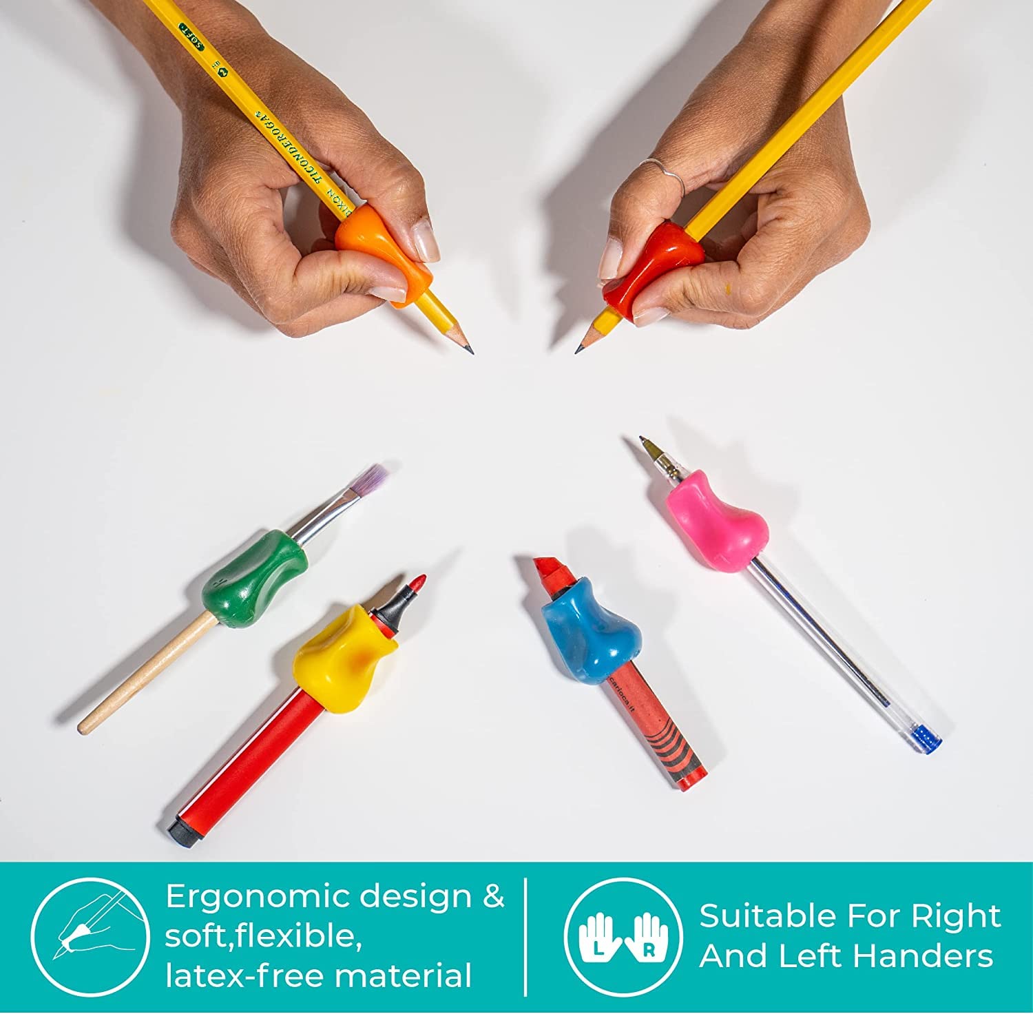 Pack de 36 Adaptadores Universales The Pencil Grip Ergonométricos en Colores Clásicos