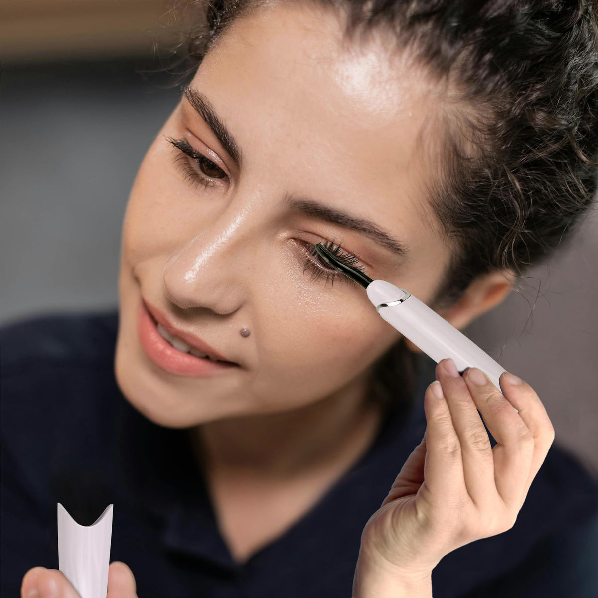Tehoi - Rizador eléctrico de pestañas con calefacción, pantalla LED de temperatura, rango de control de 60-90 °C, recargable por USB, ideal para el cuidado natural de la belleza para mujeres (Pink+Silver)