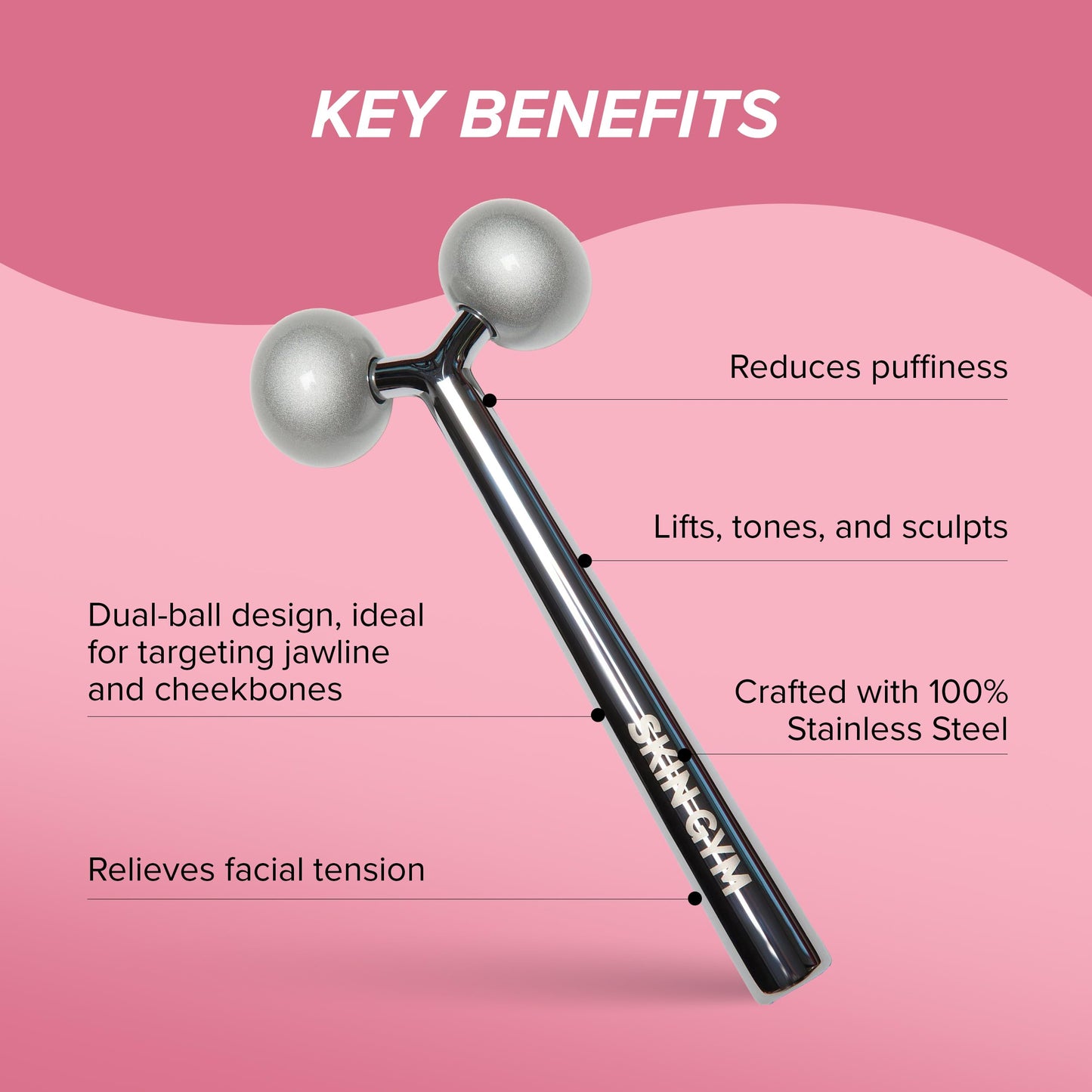Skin Gym Face Sculptor Beauty Roller, Plata, 1 qt.