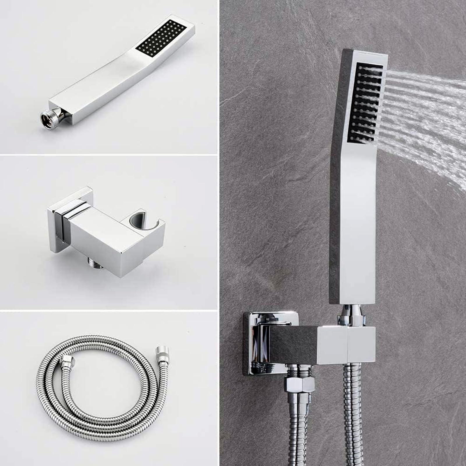 Sistema de Ducha TEKXDD Acero Inoxidable Alta Presión con Cabeza de Lluvia y Ducha de Mano