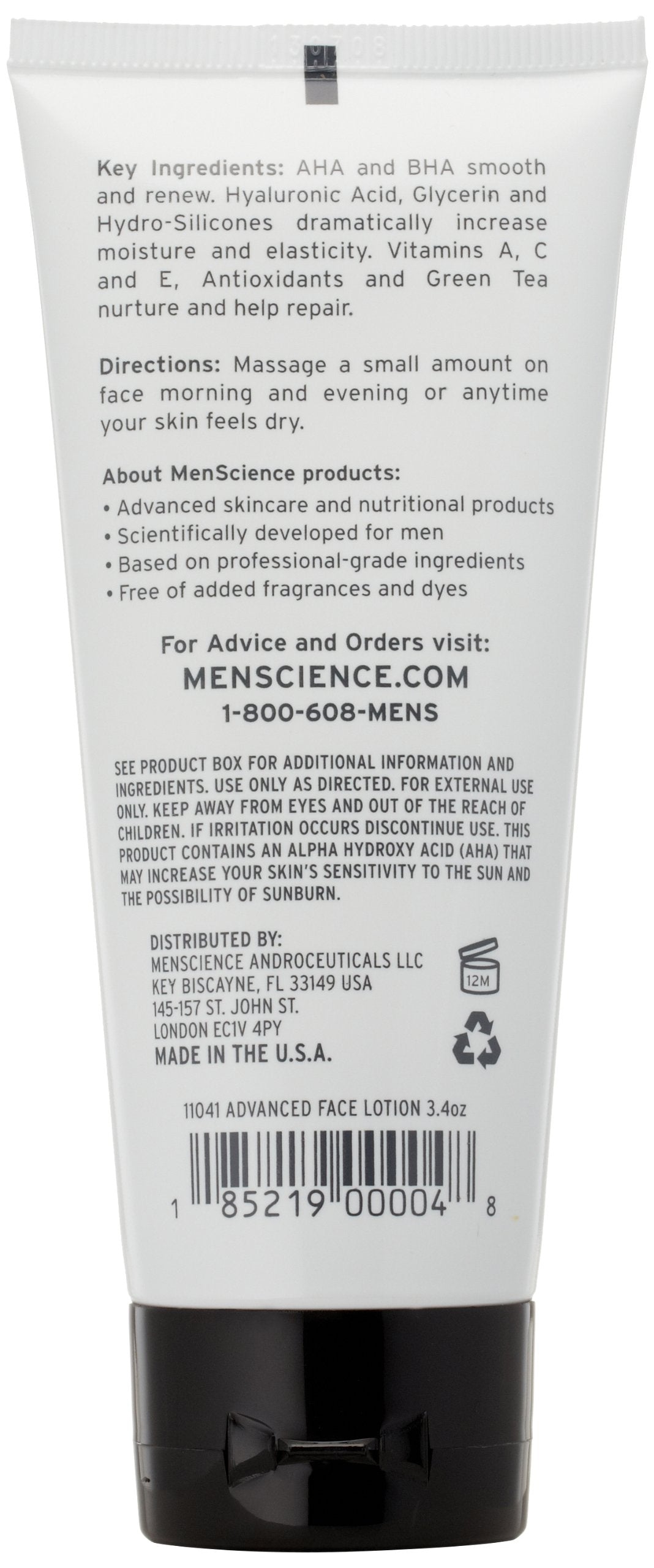 MenScience Androceuticals Advanced Lotion - Loción facial, 3.4 fl. oz