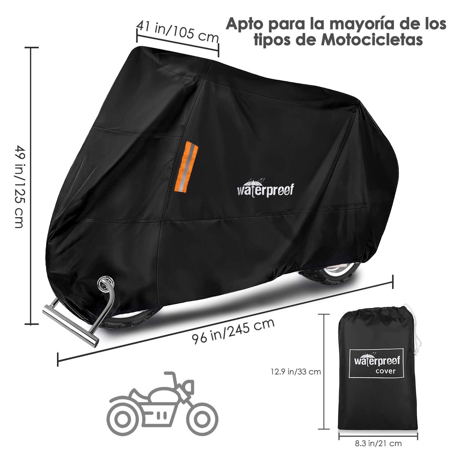 HomeChi Funda para Motocicleta, Cubierta para Motocicletas de Protección Moto Cover Impermeables contra el Polvo de Nieve UV con Bolsa de Almacenamiento de Gran Orificio de Bloqueo para Honda, Yamaha