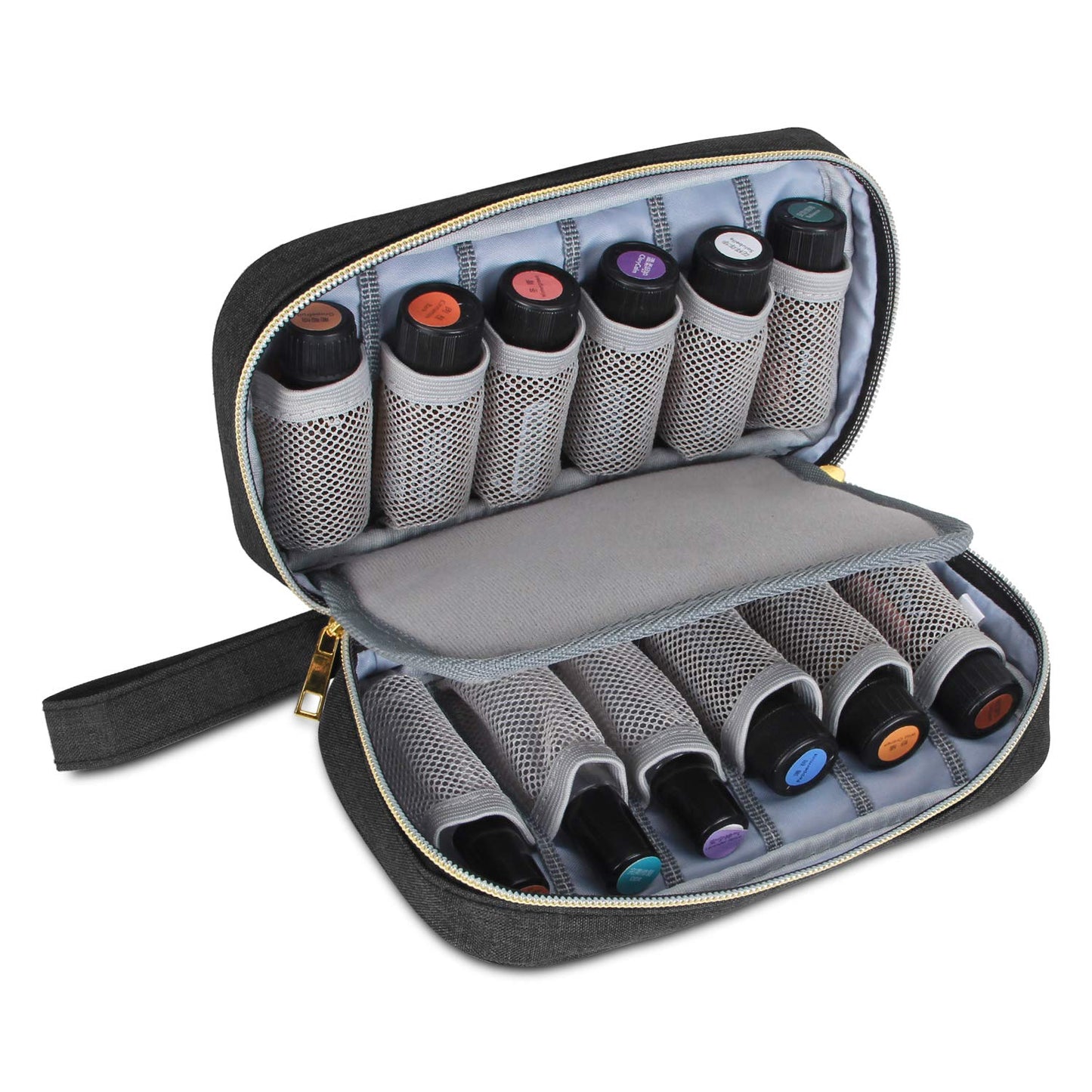 LUXJA - Estuche de transporte de aceite esencial, capacidad para 12 botellas (5 ml a 15 ml, incluyendo botellas enrollables), organizador portátil para aceites esenciales y accesorios (solo bolsa),