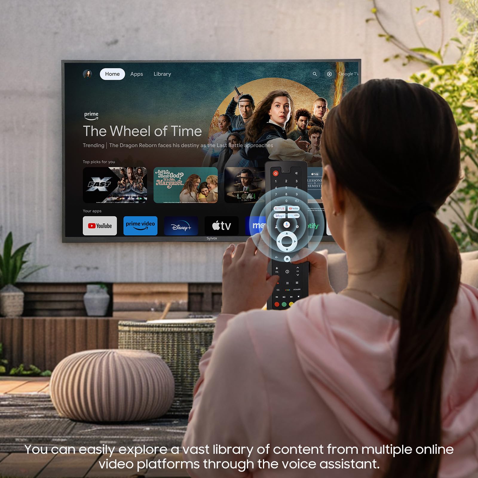 Televisión Inteligente SYLVOX 65 Pulgadas Resistente a la Intemperie 4K para Exteriores