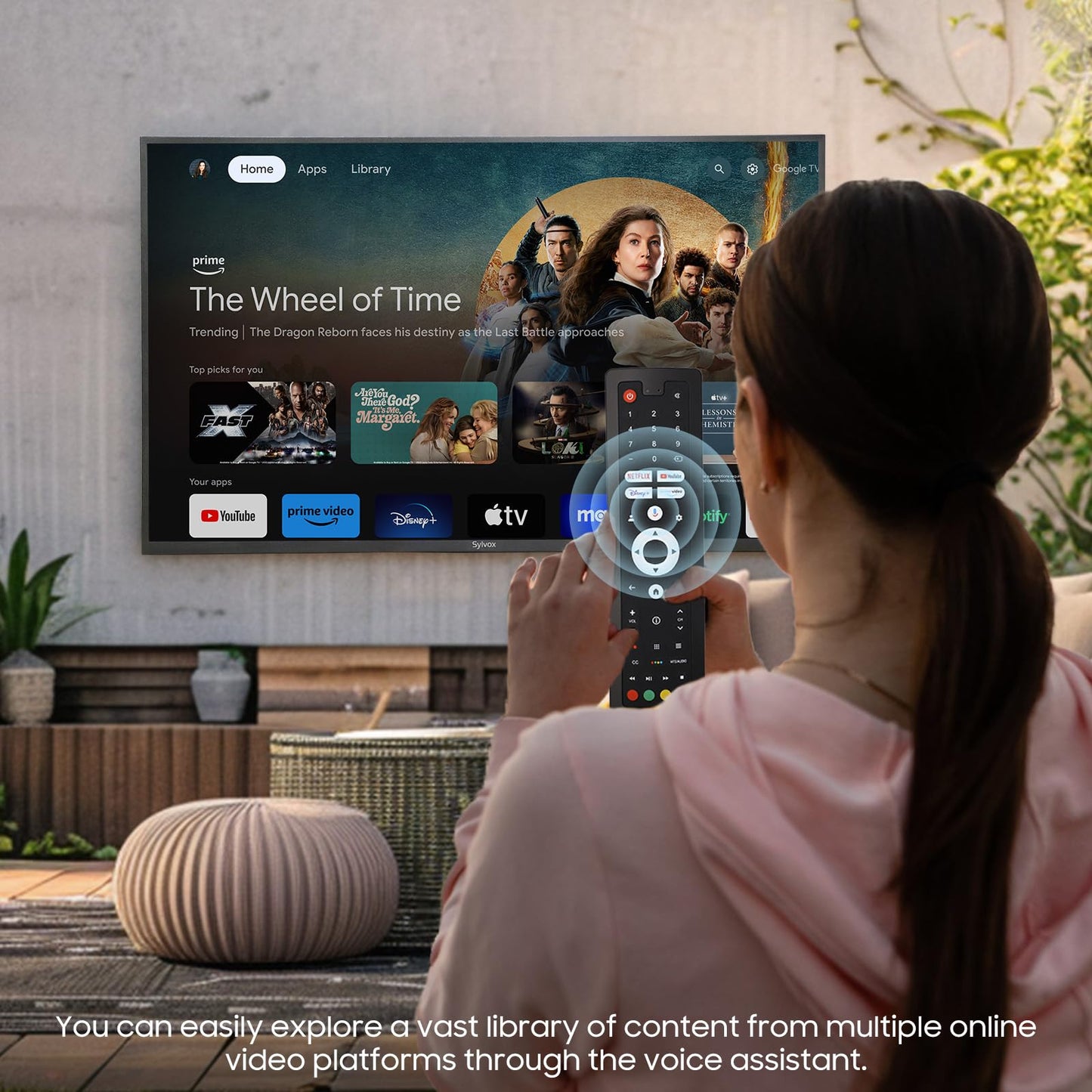 SYLVOX - Televisión Inteligente para Exteriores de 43 Pulgadas, Resistente a la Intemperie, Google TV, 4K, 700 NITS de Brillo Alto, Resistente a la Temperatura, IP56 Impermeable, Antiarañazos