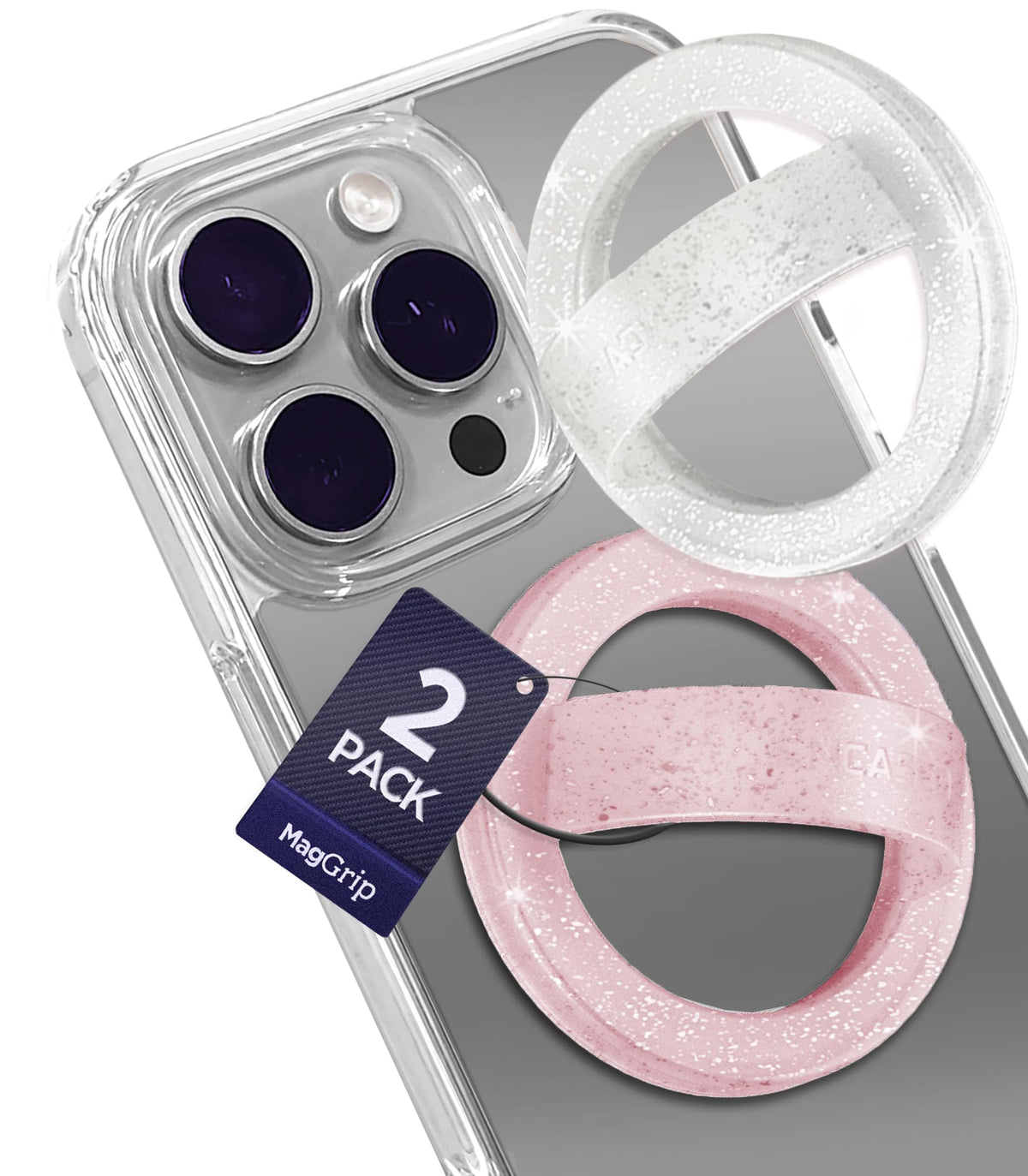 Soportes Magnéticos de Silicona Compatible con MagSafe iPhone Transparente y Rosa para Mujer