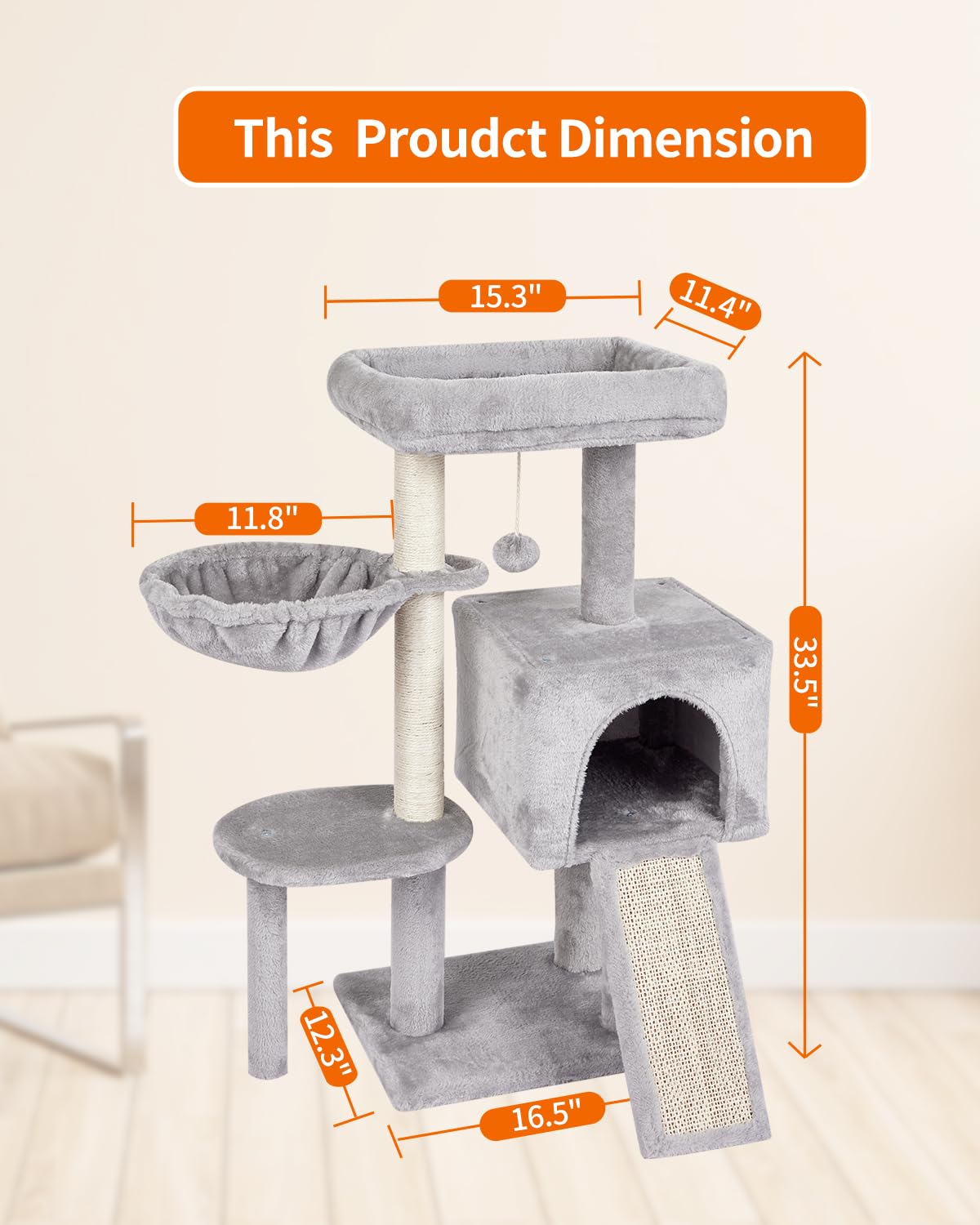 FISH&NAP US09H - Lindo árbol para gatos para interiores, torre para gatos, condominio, sisal, postes rascadores para gatos, torre para gatos, condominio, sisal, postes rascadores con plataforma de salto, muebles para gatos, centro de actividades, casa de