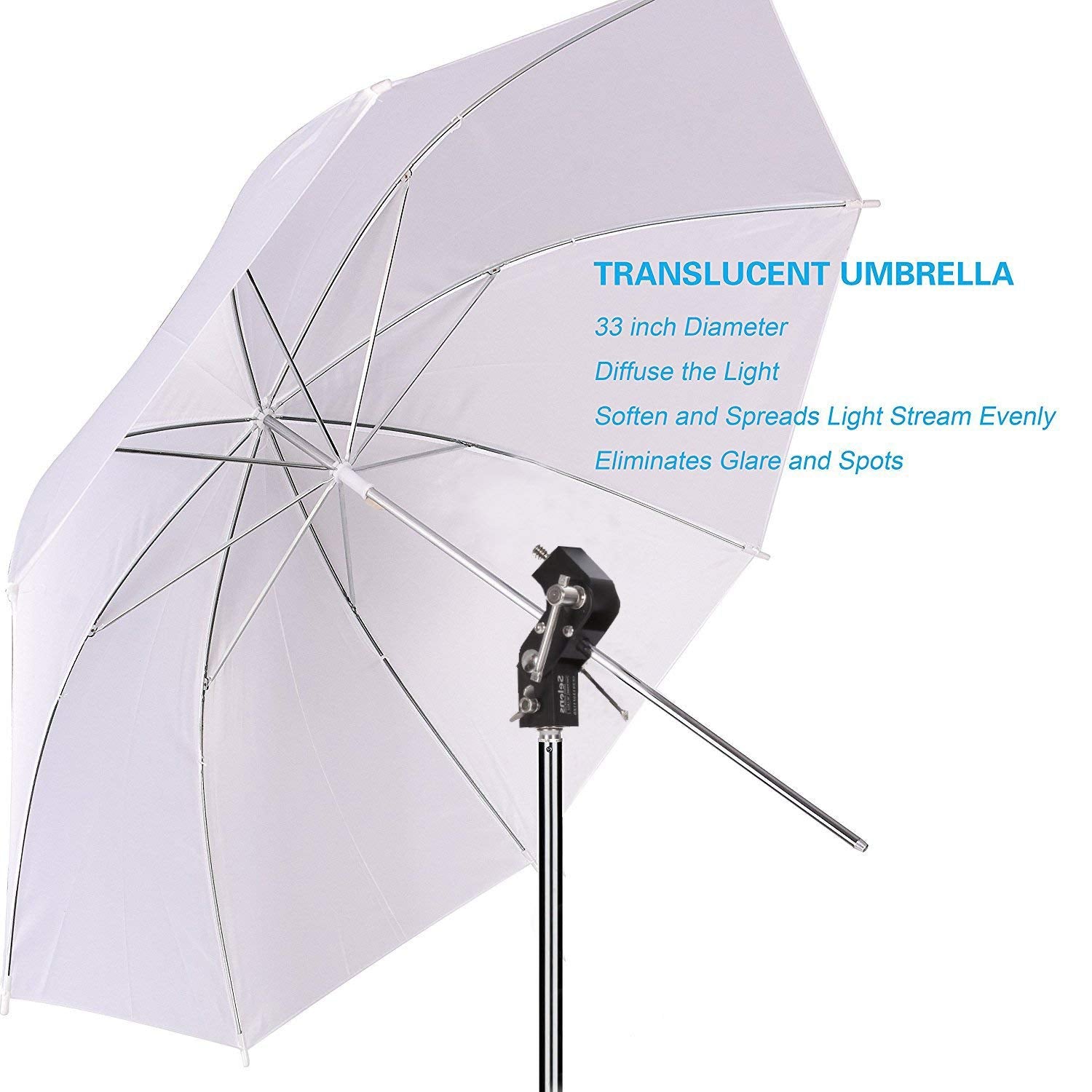 Selens Photo Umbrella Kit 33"/84cm White Soft Umbrella with Light stand and Metal Flash Bracket Mount for Portrait Photography, Studio and Video Lighting